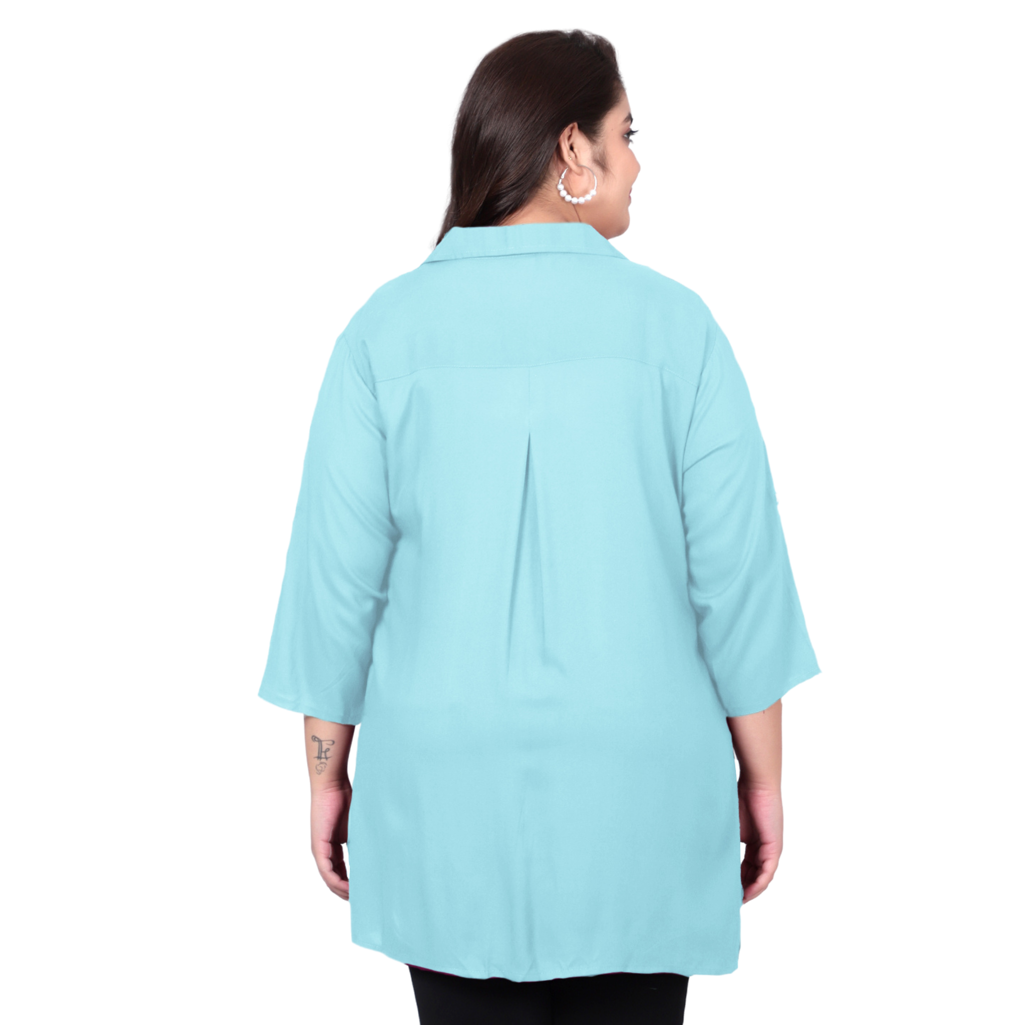 Light Blue Longline Plus Size Shirt