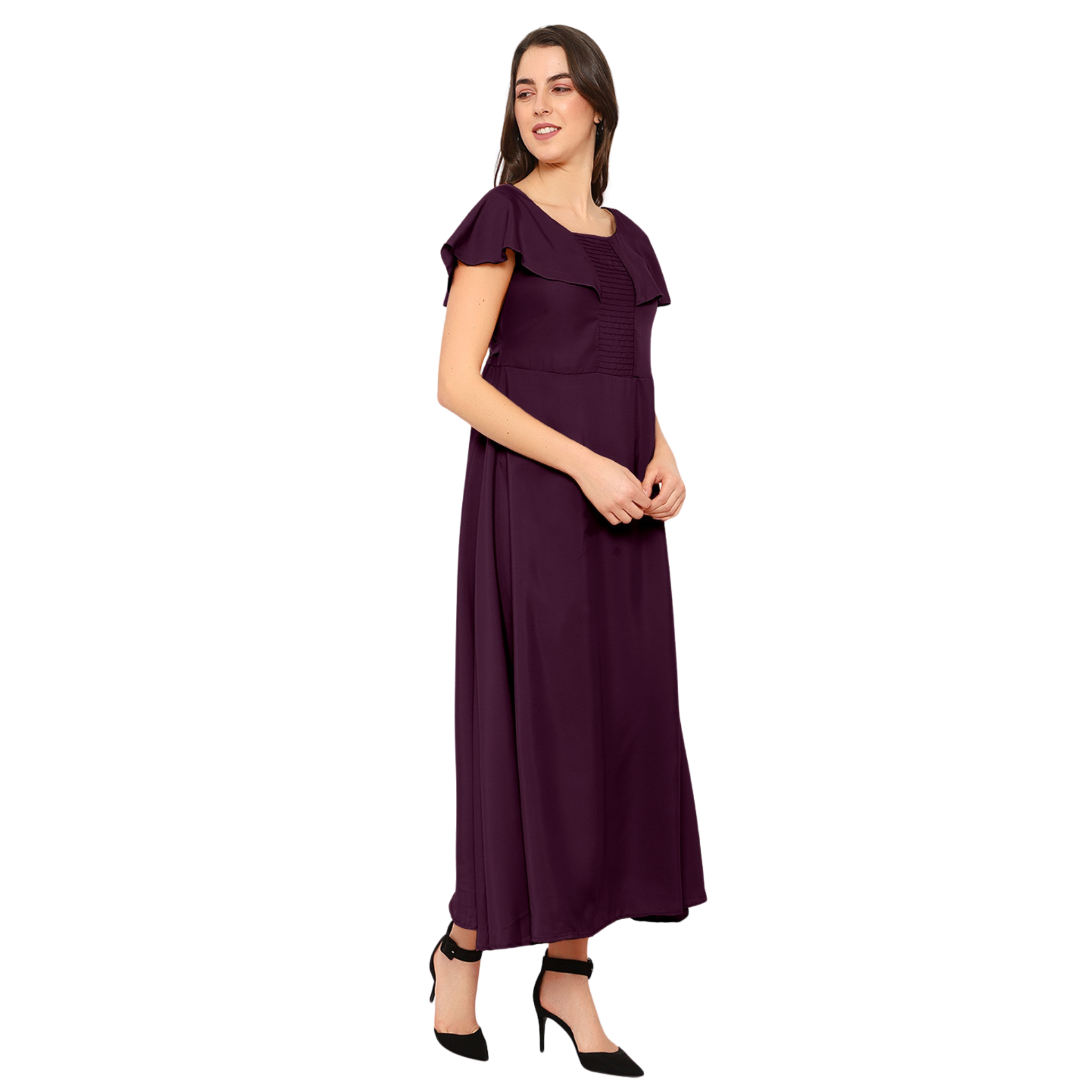 Purple Solid Maxi Dress