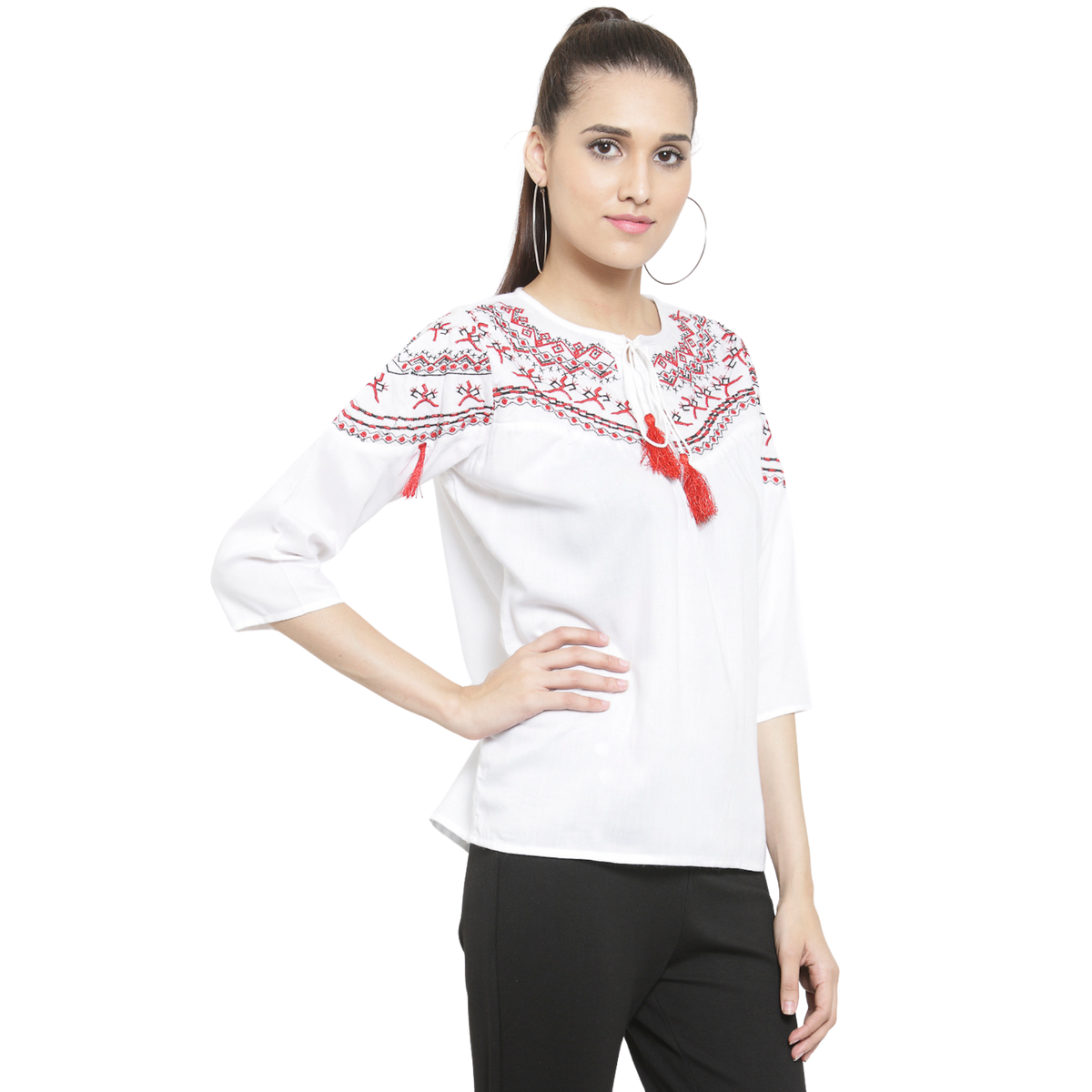White Embroidered Top