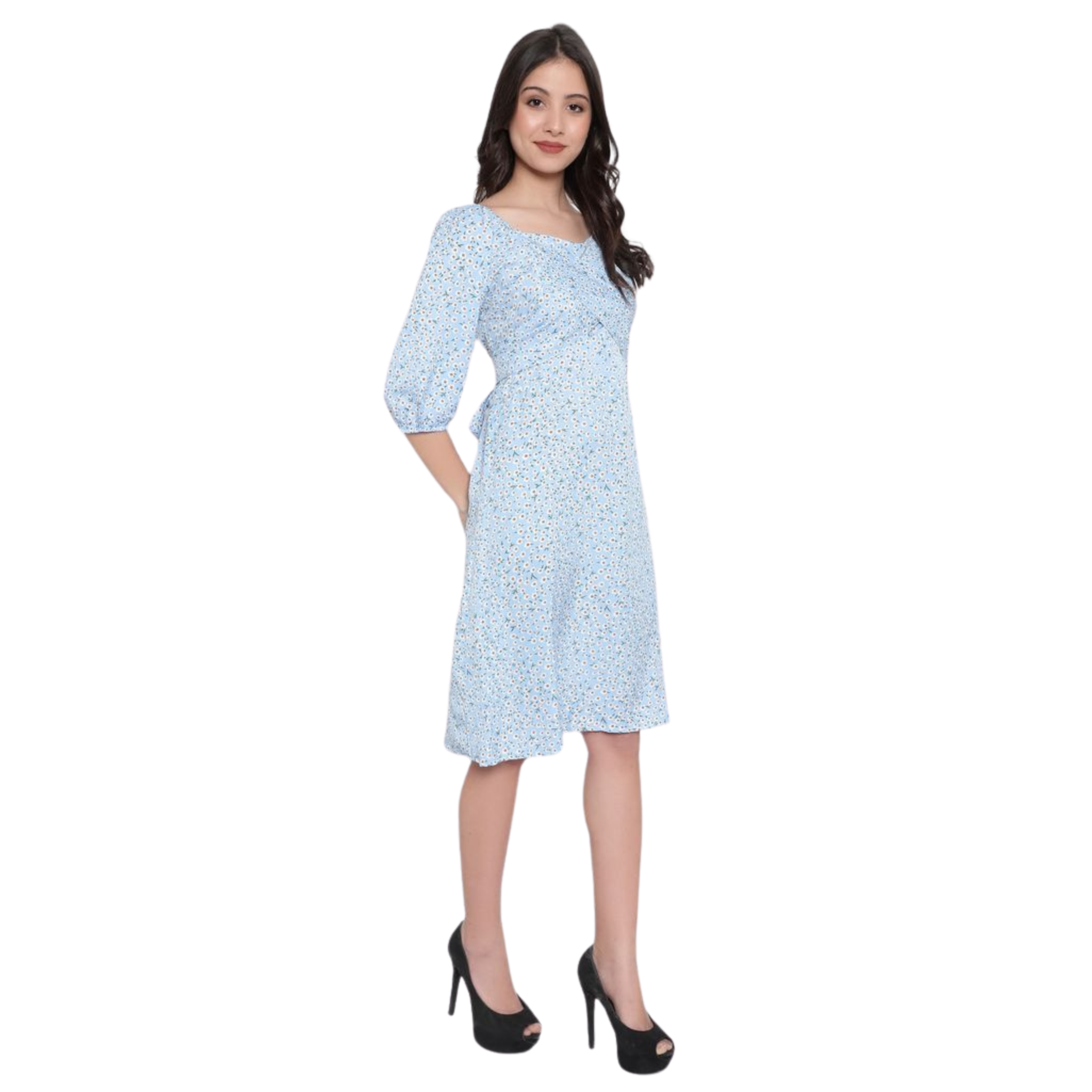 Blue Floral Smock Dress