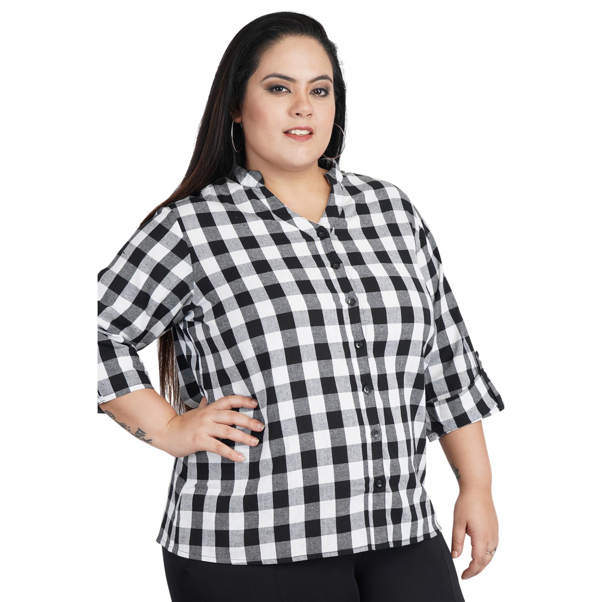 Black Checkered Plus Size Shirt