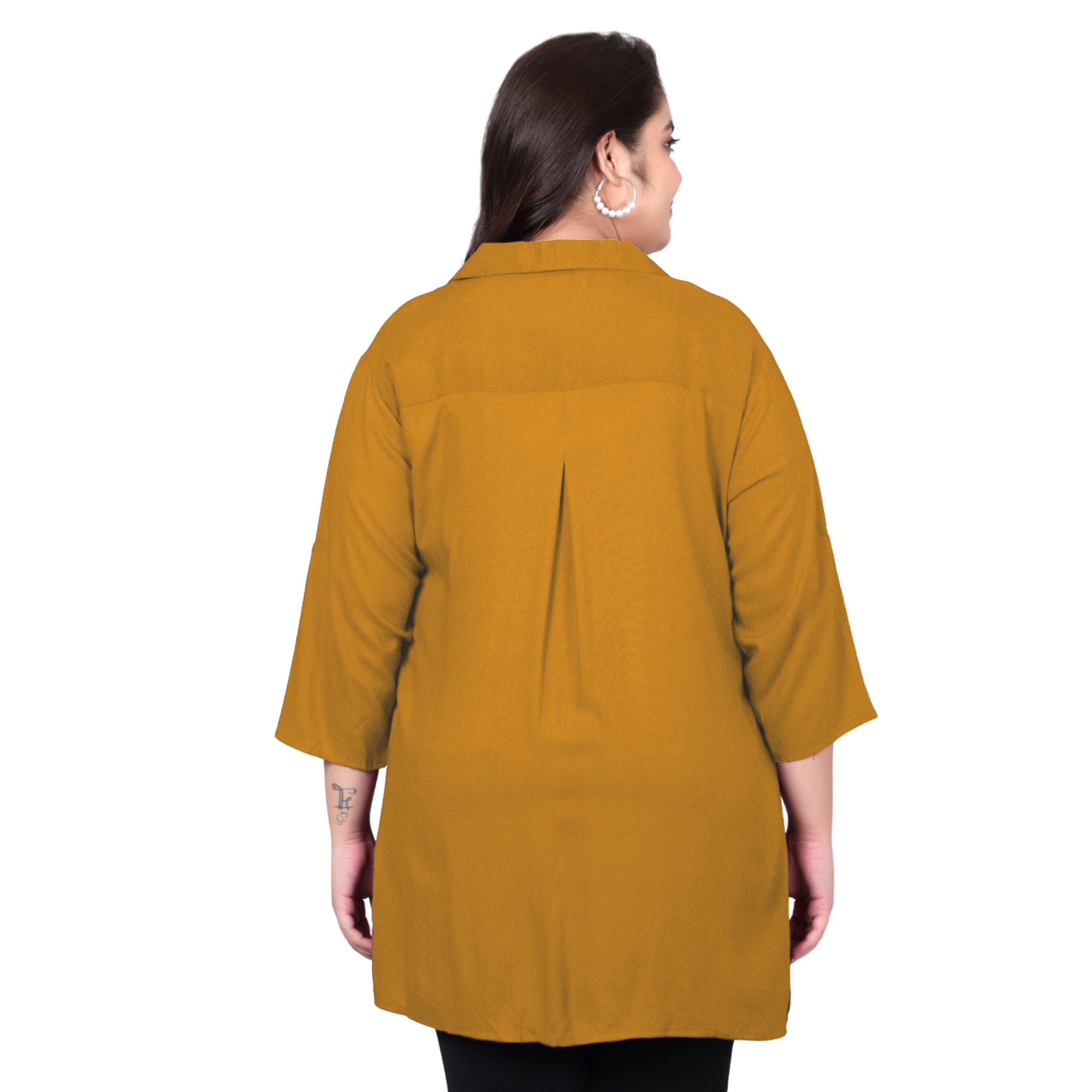 Mustard Longline Plus Size Shirt