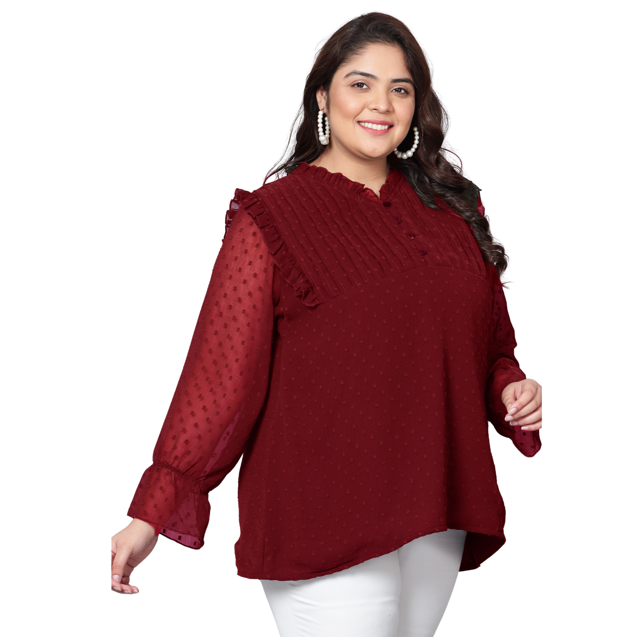 Red Georgette Plus Size Tunic