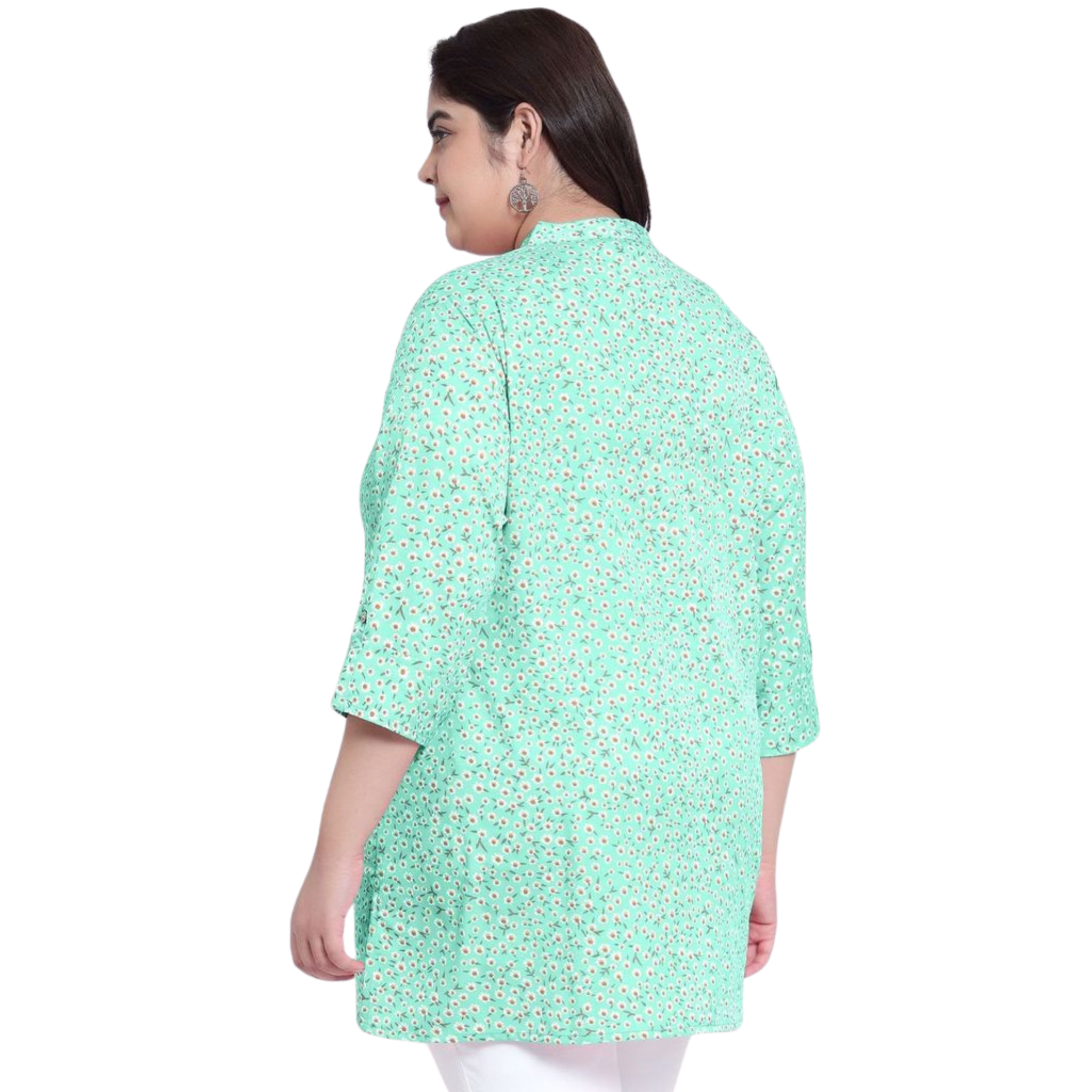 Green Floral Print Plus Size Tunic