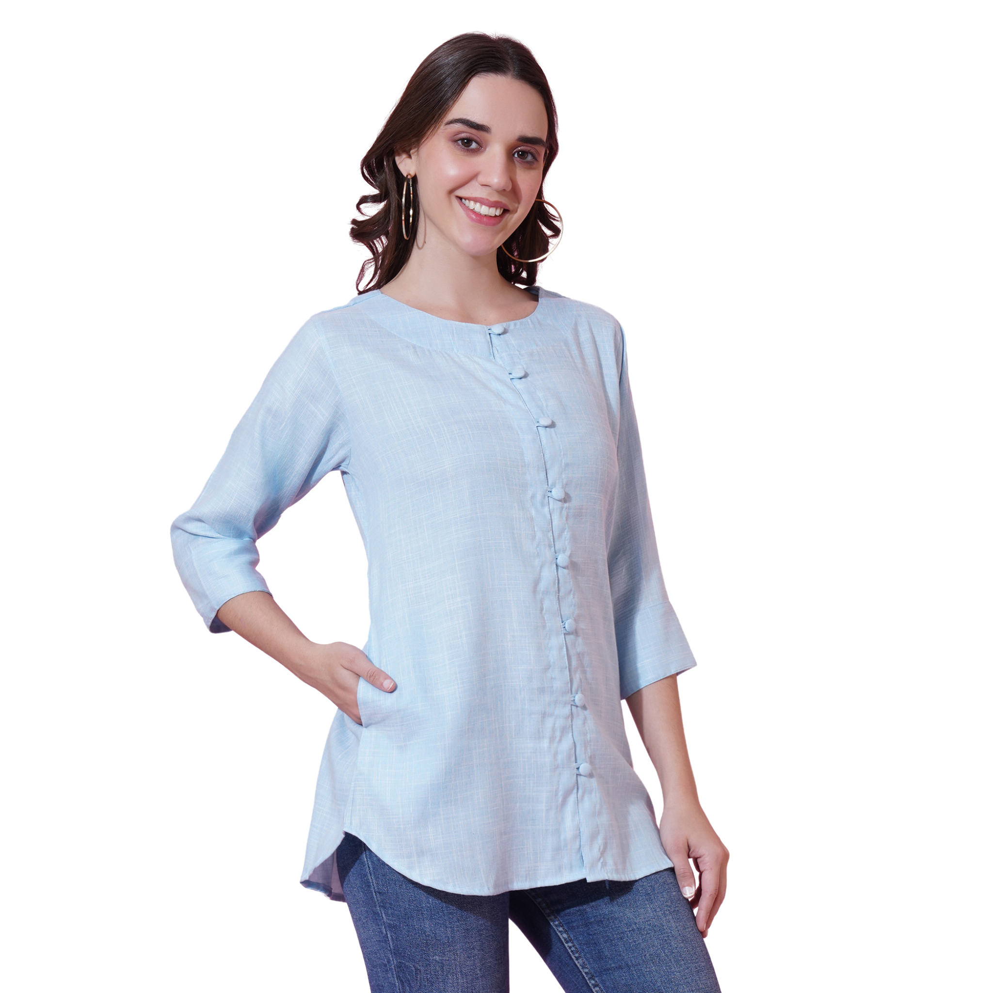 Blue Cotton Linen Tunic
