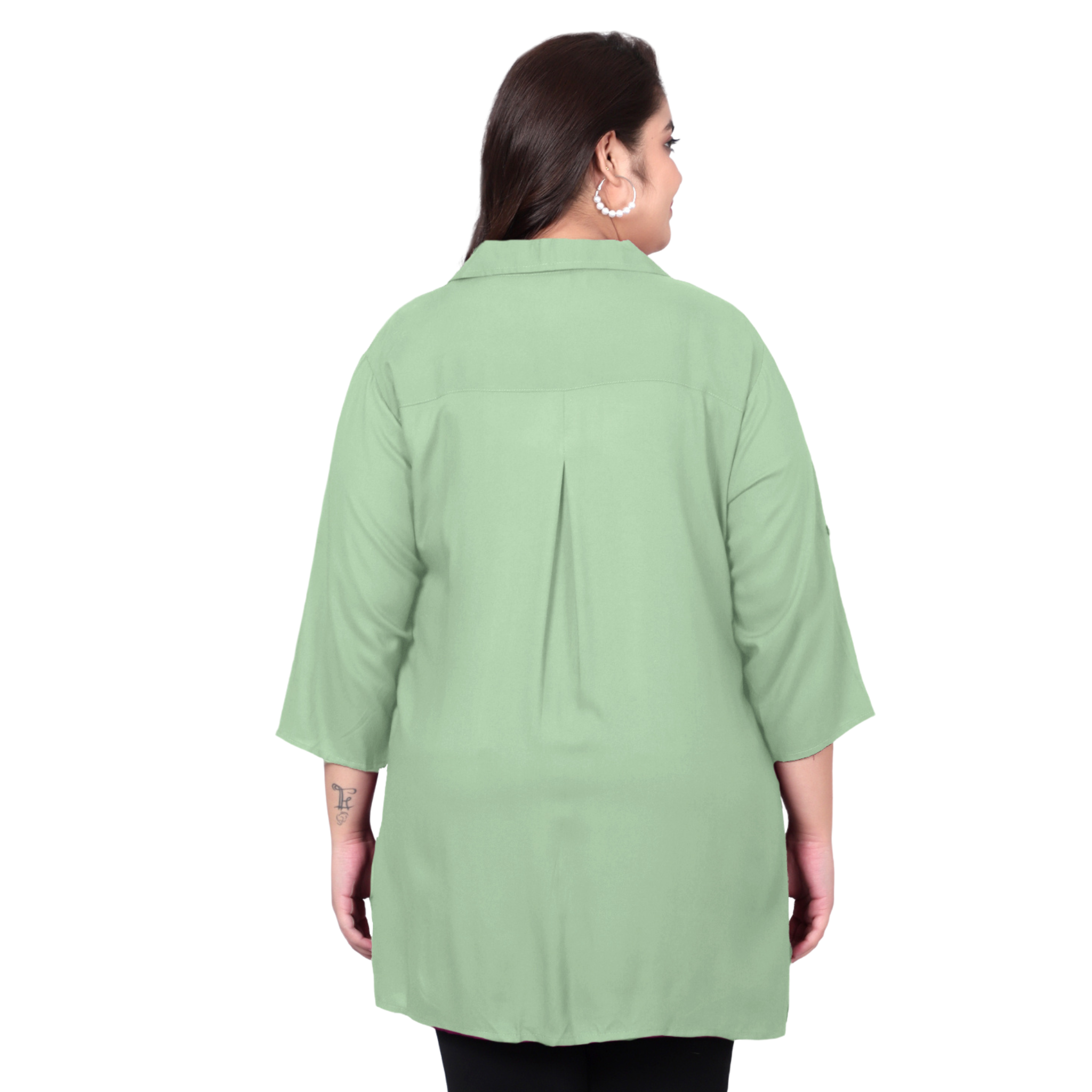 Mint Green Longline Plus Size Shirt