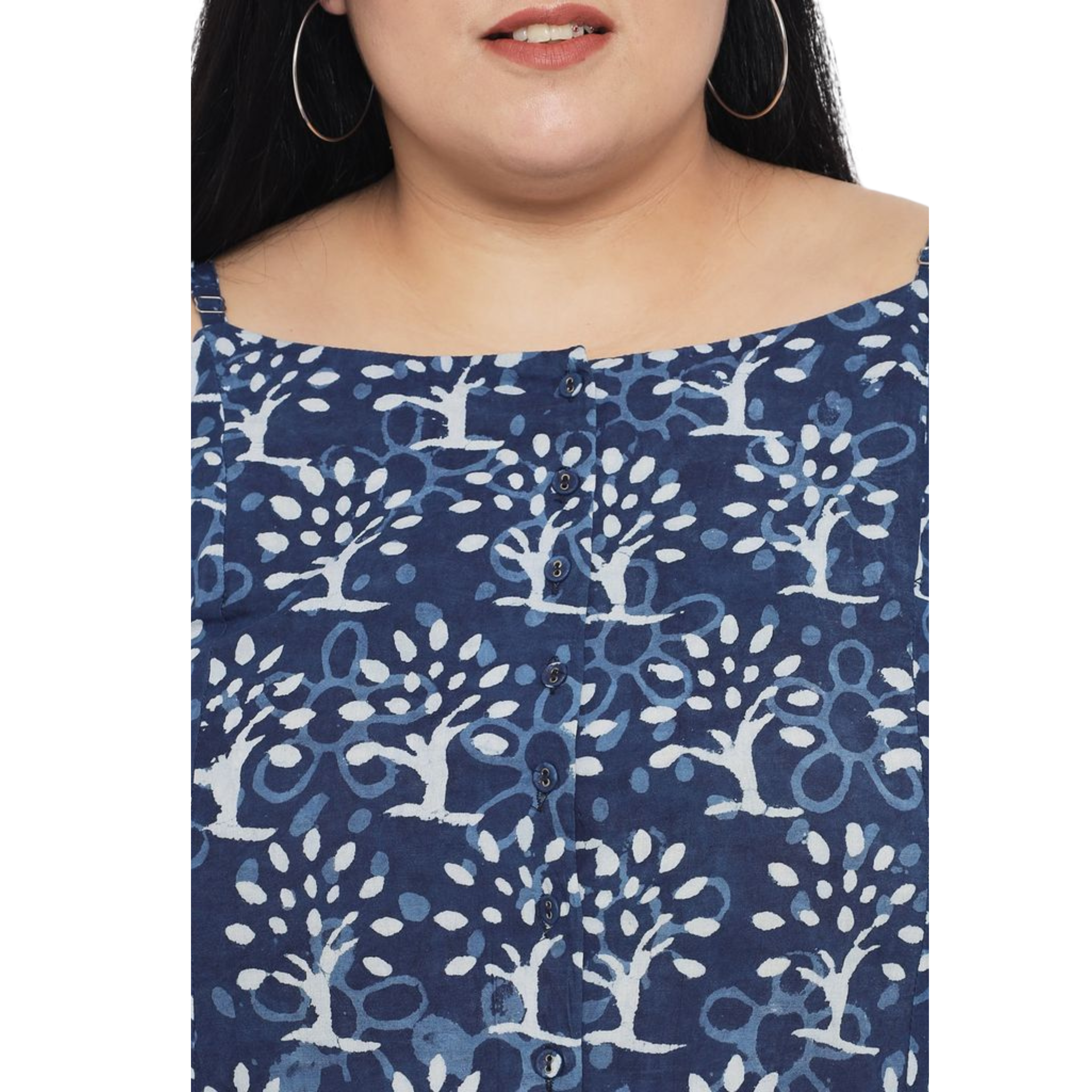 Blue A-Line Hand Block Plus Size Dress