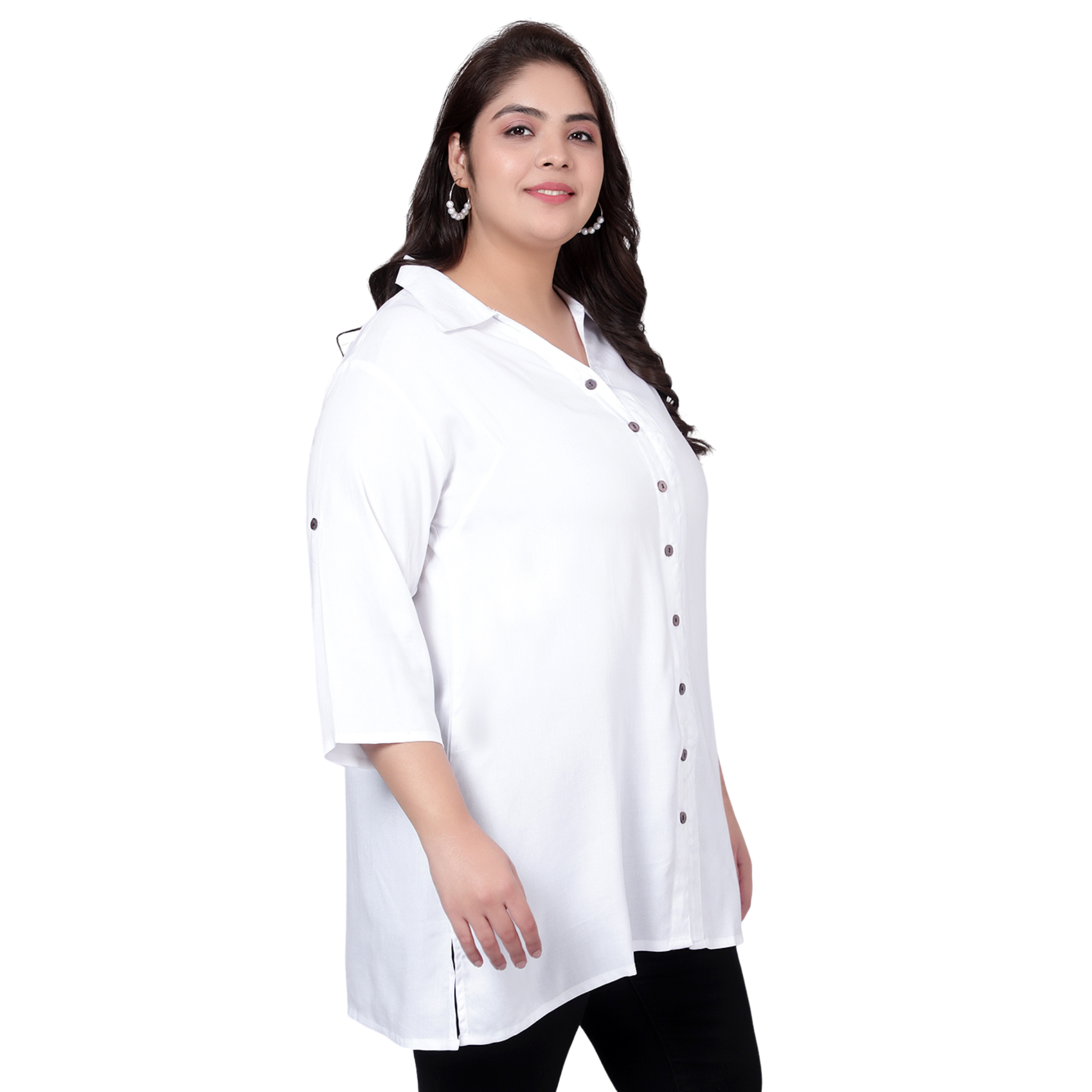 White Longline Plus Size Shirt