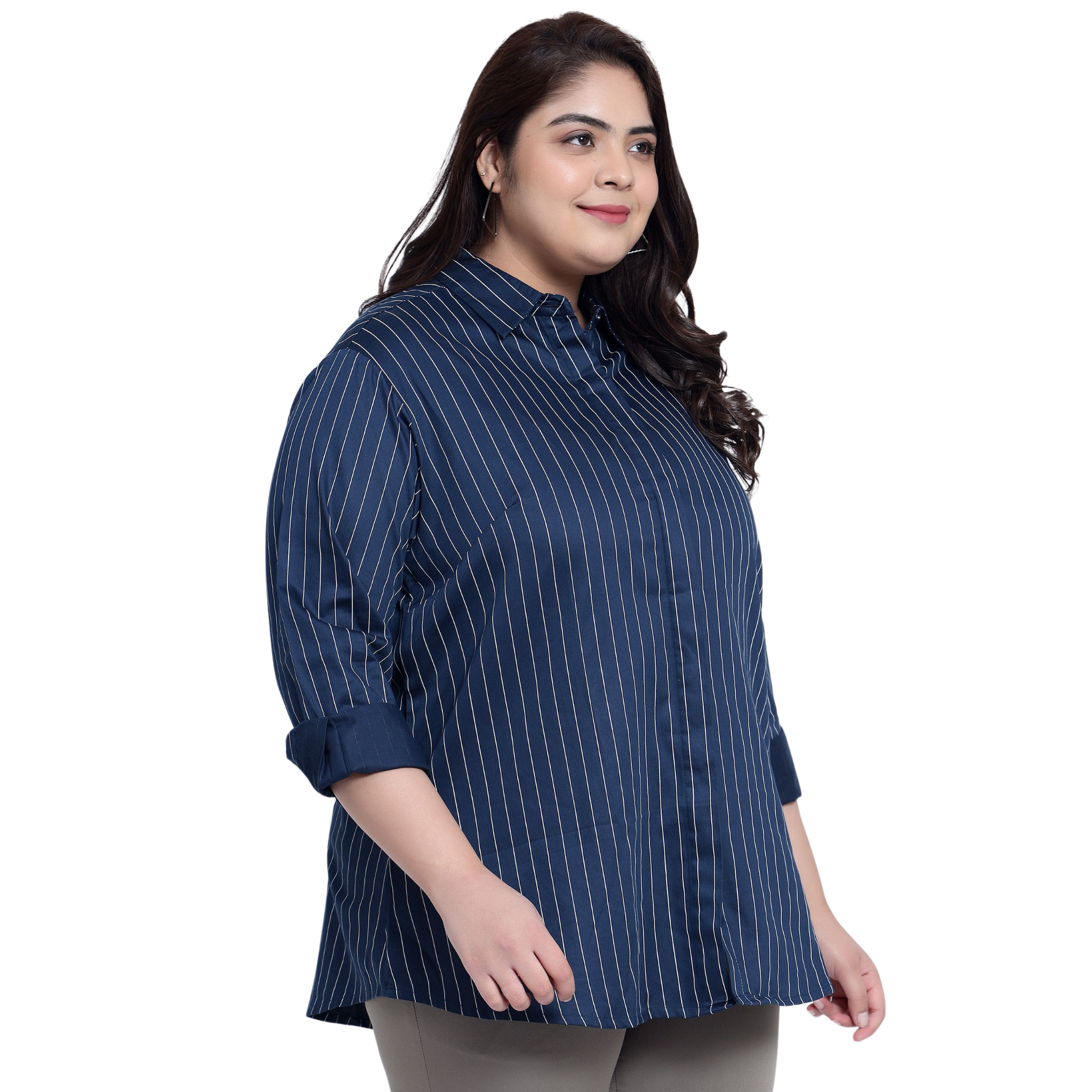 Blue Stripe Formal Plus Size Shirt