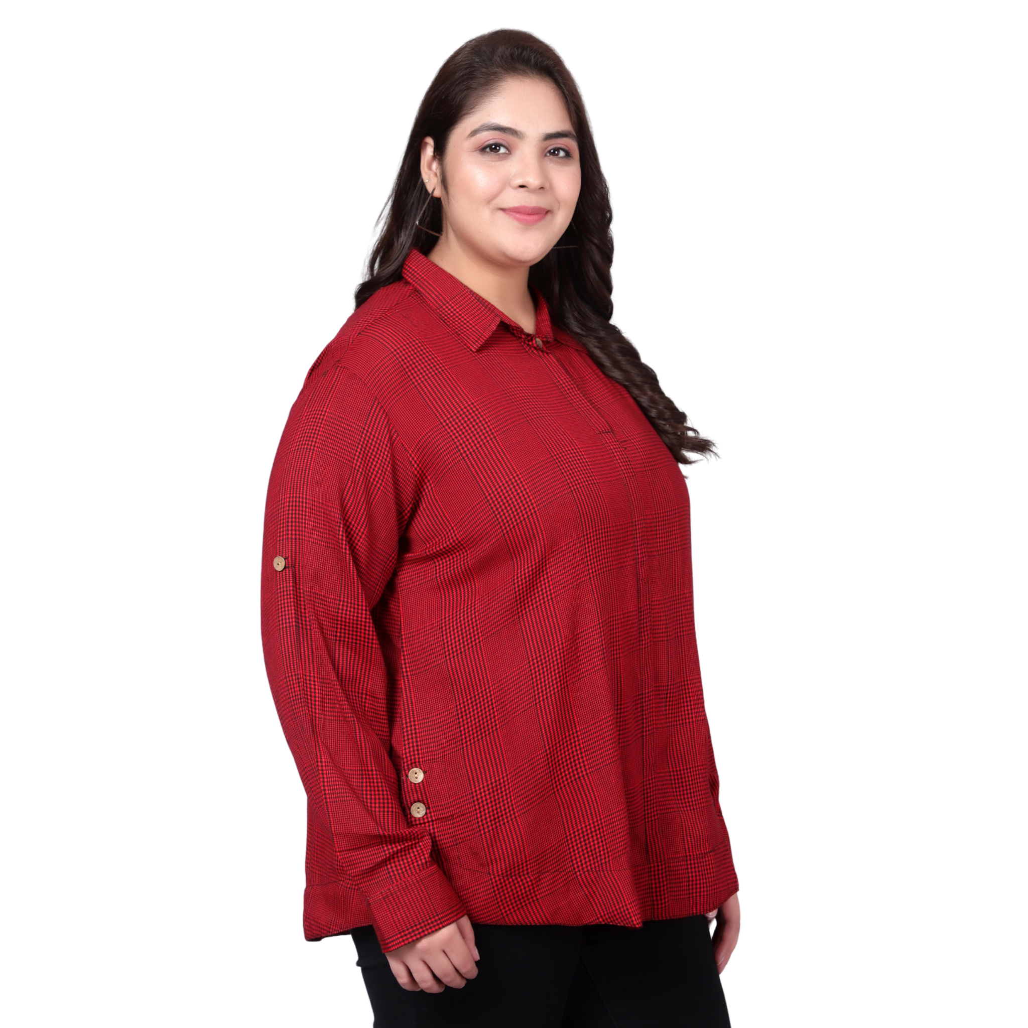 Red And Black Checkered Plus Size Shirt