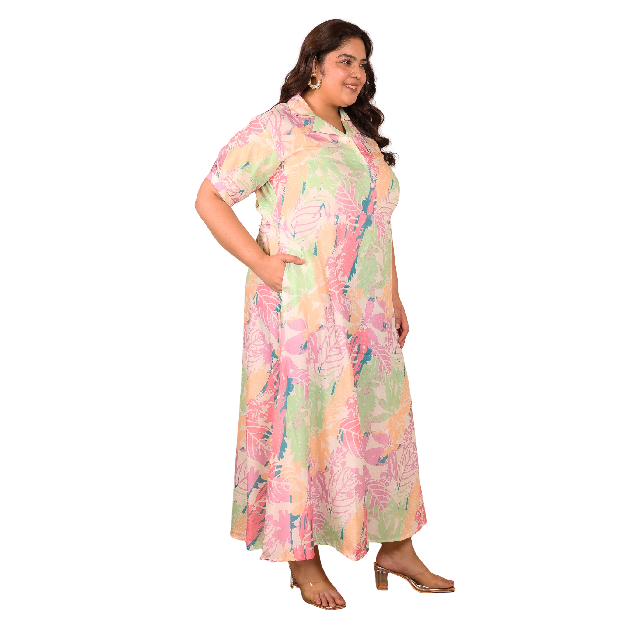 Multicolor Floral Maxi Plus Size Dress
