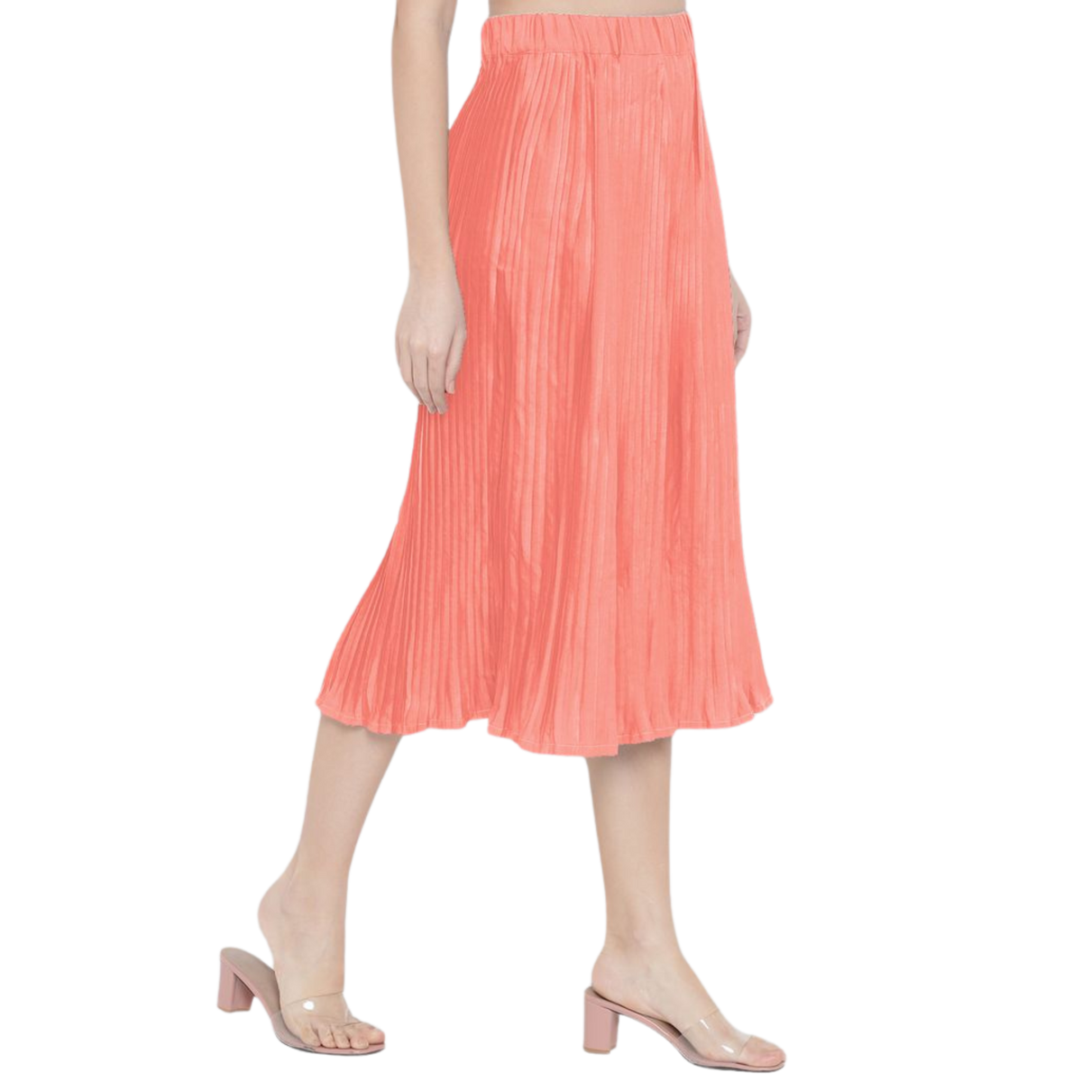 Peach Accordion Pleat Skirt