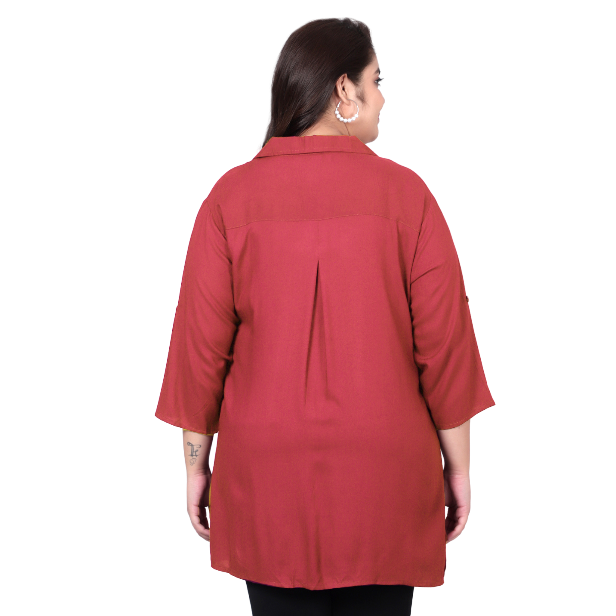 Red Longline Plus Size Shirt
