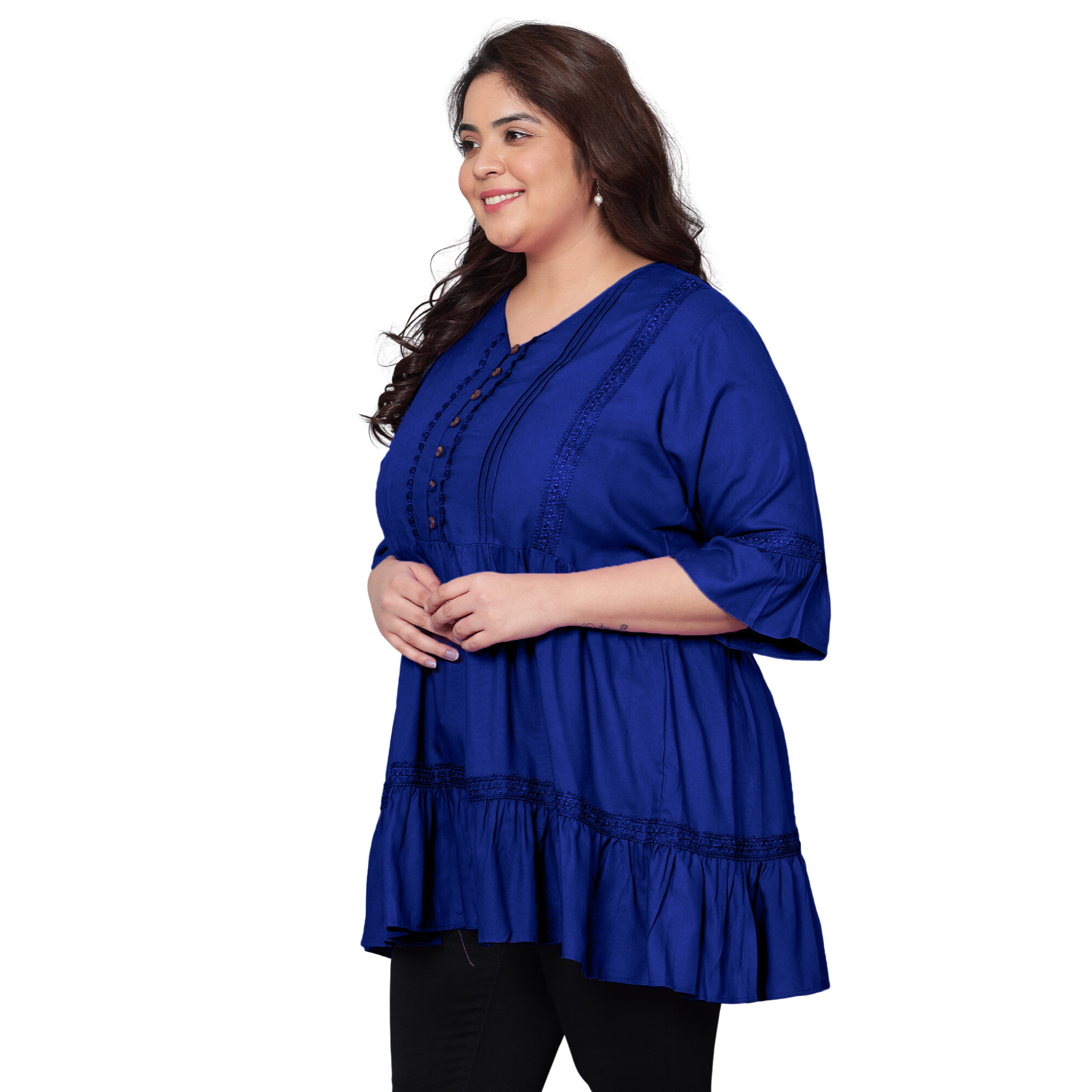 Blue Lace Plus Size Tunic