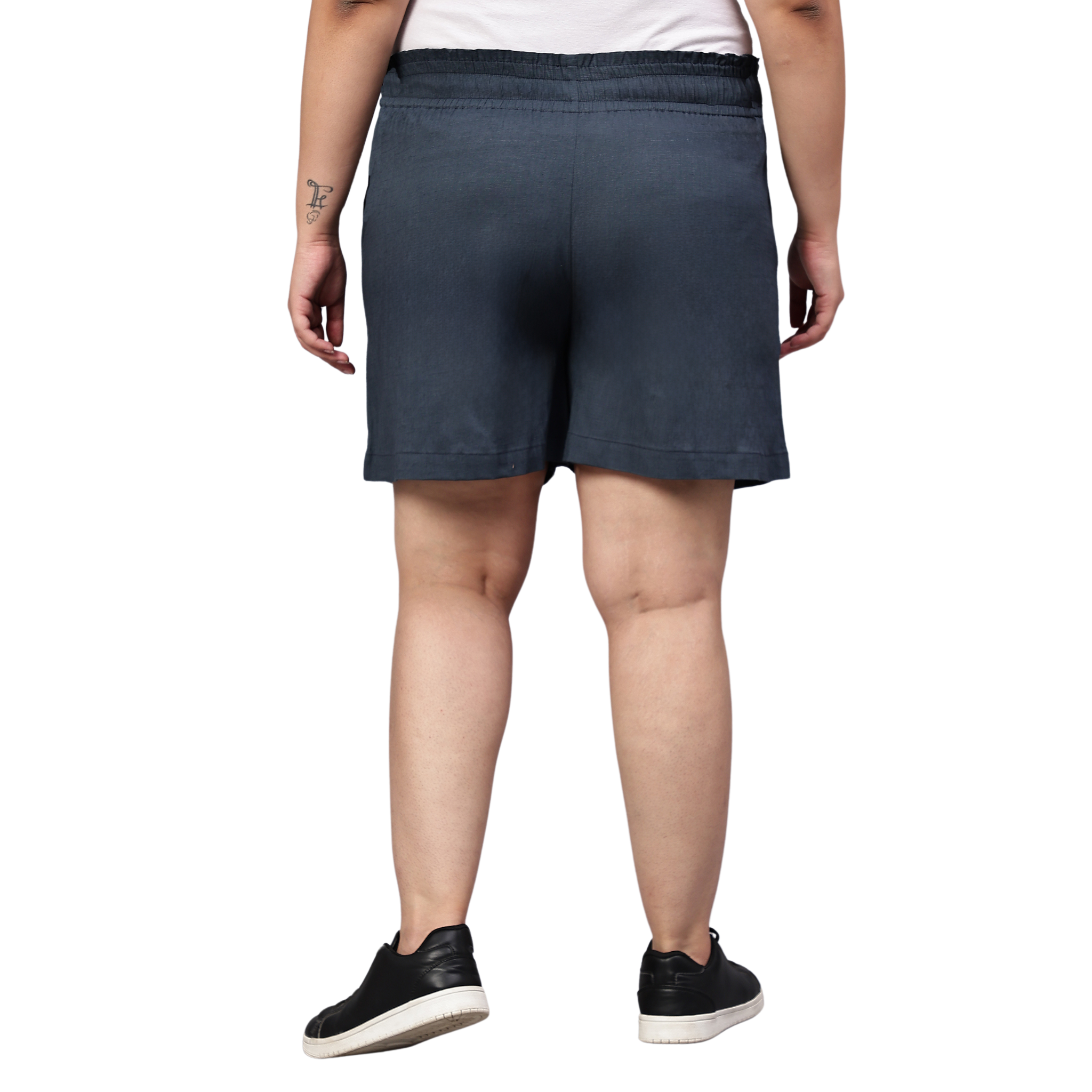 Grey Cotton Plus Size Shorts