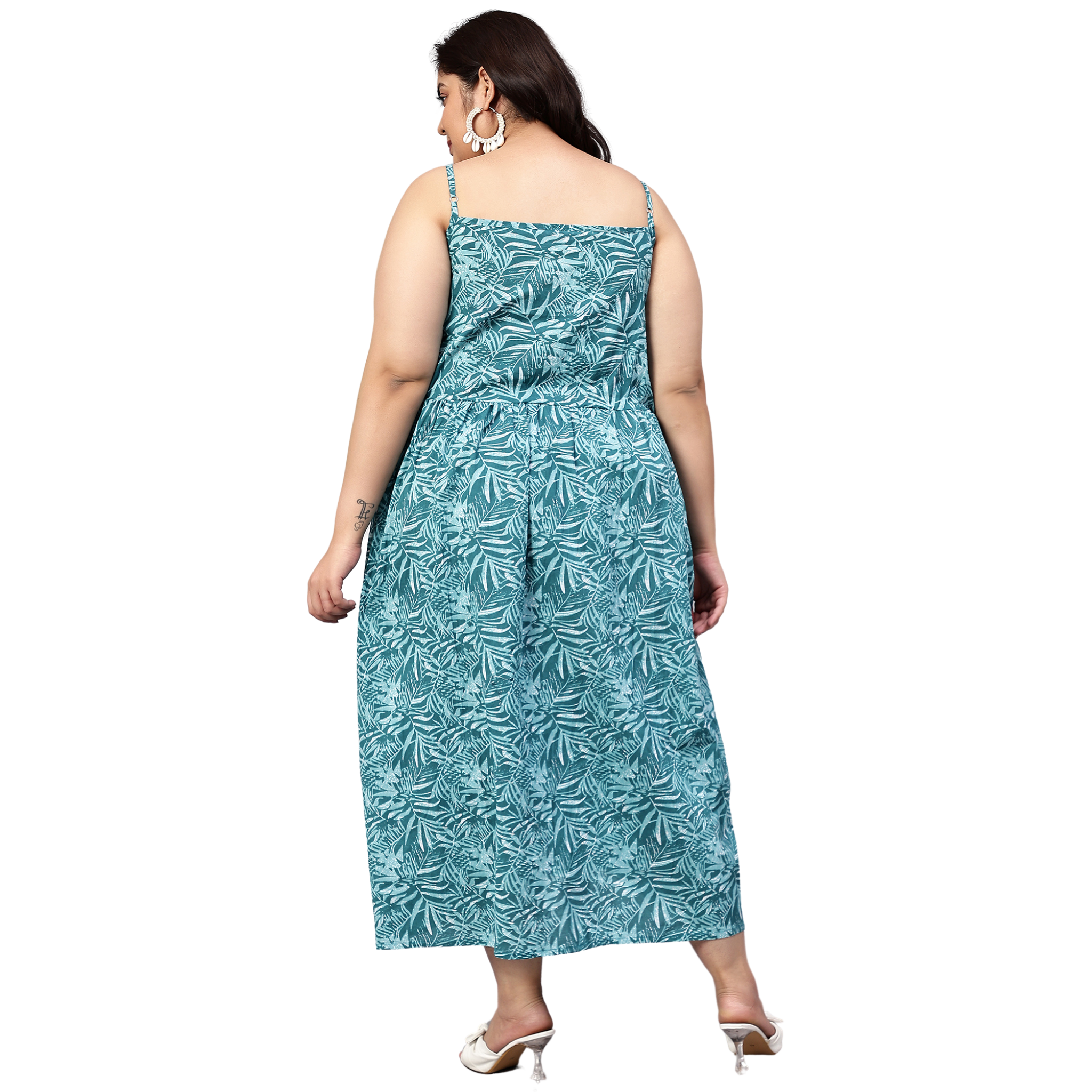 Green Leaf Plus Size Strap Dress