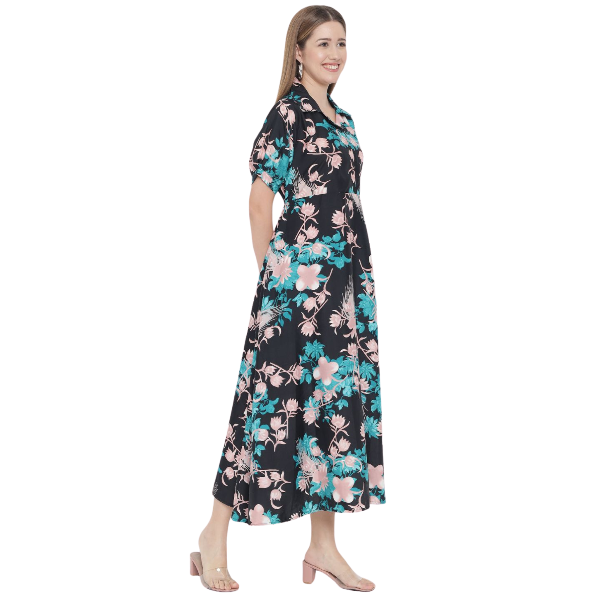 Black and Green Floral Dress