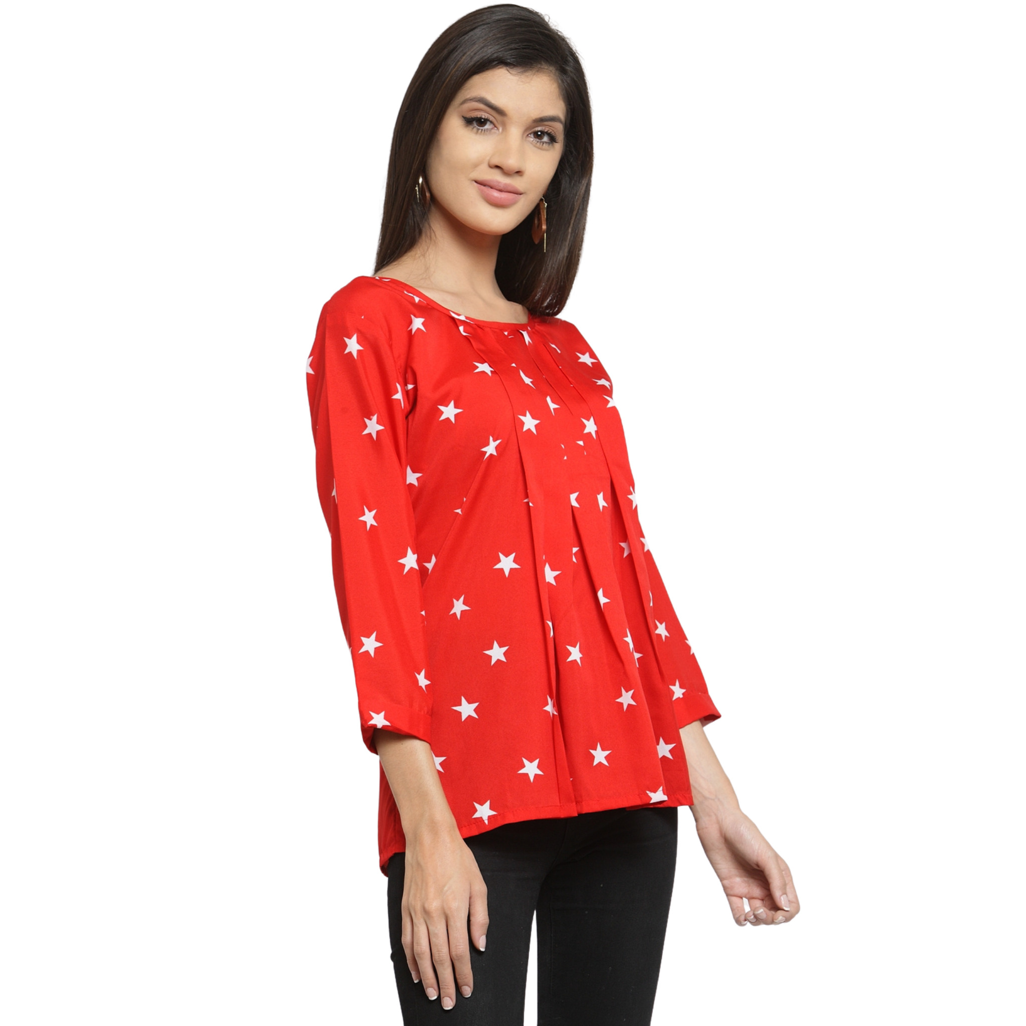 Red Star Print Top