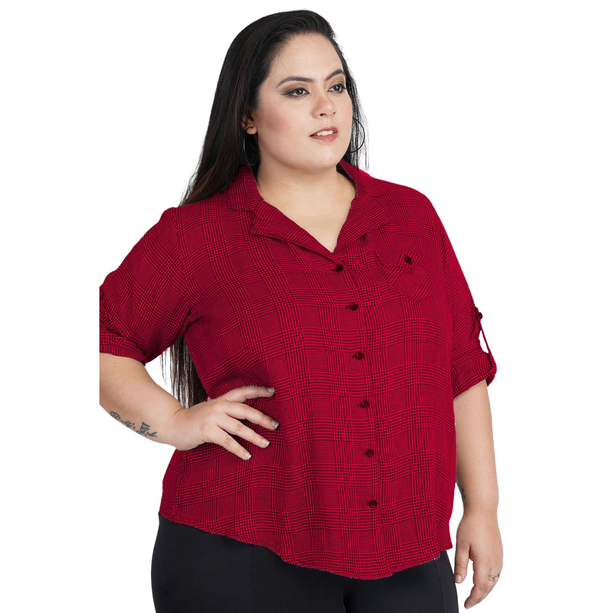 Red Classic Checkered Plus Size Shirt