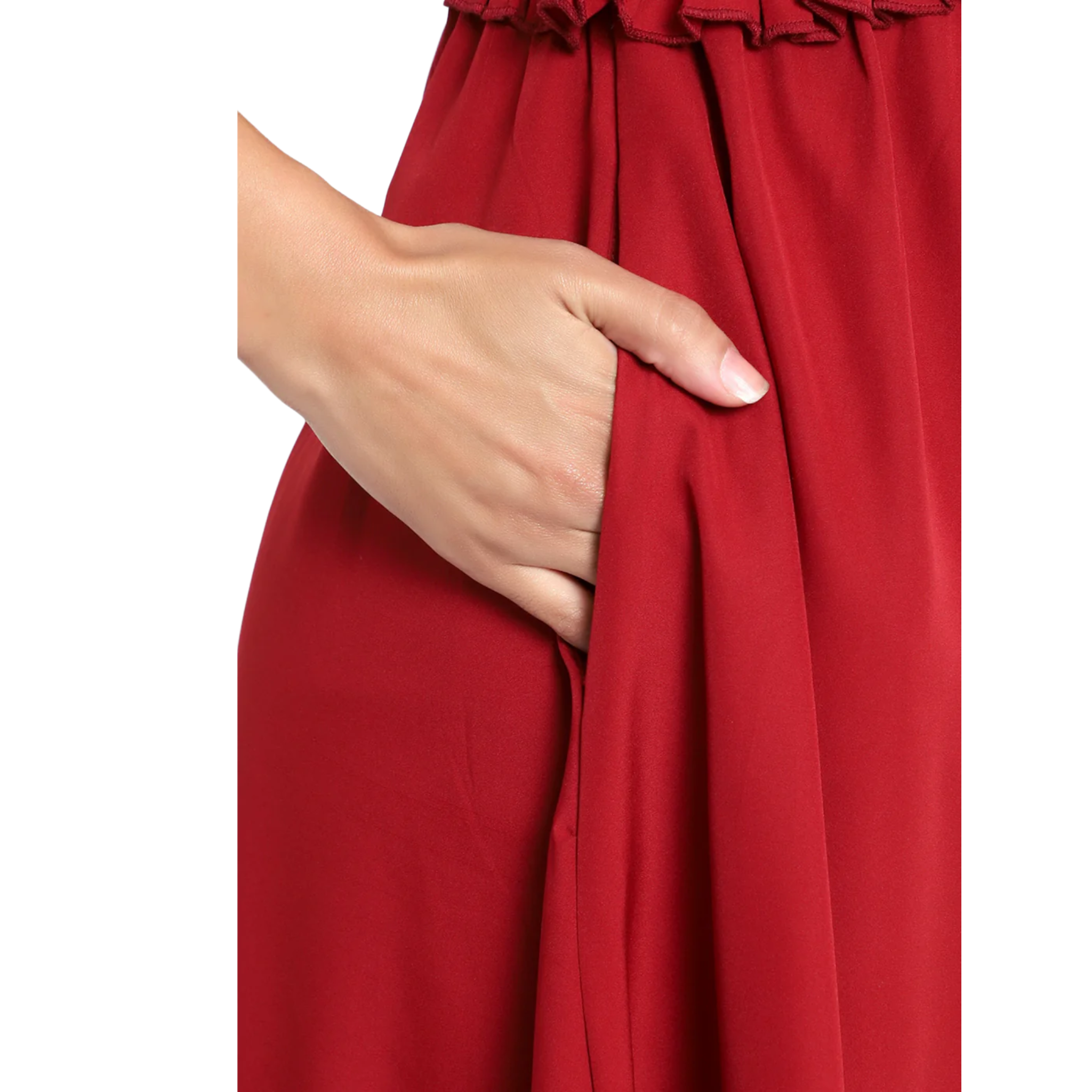 Maroon Solid Tier Dress