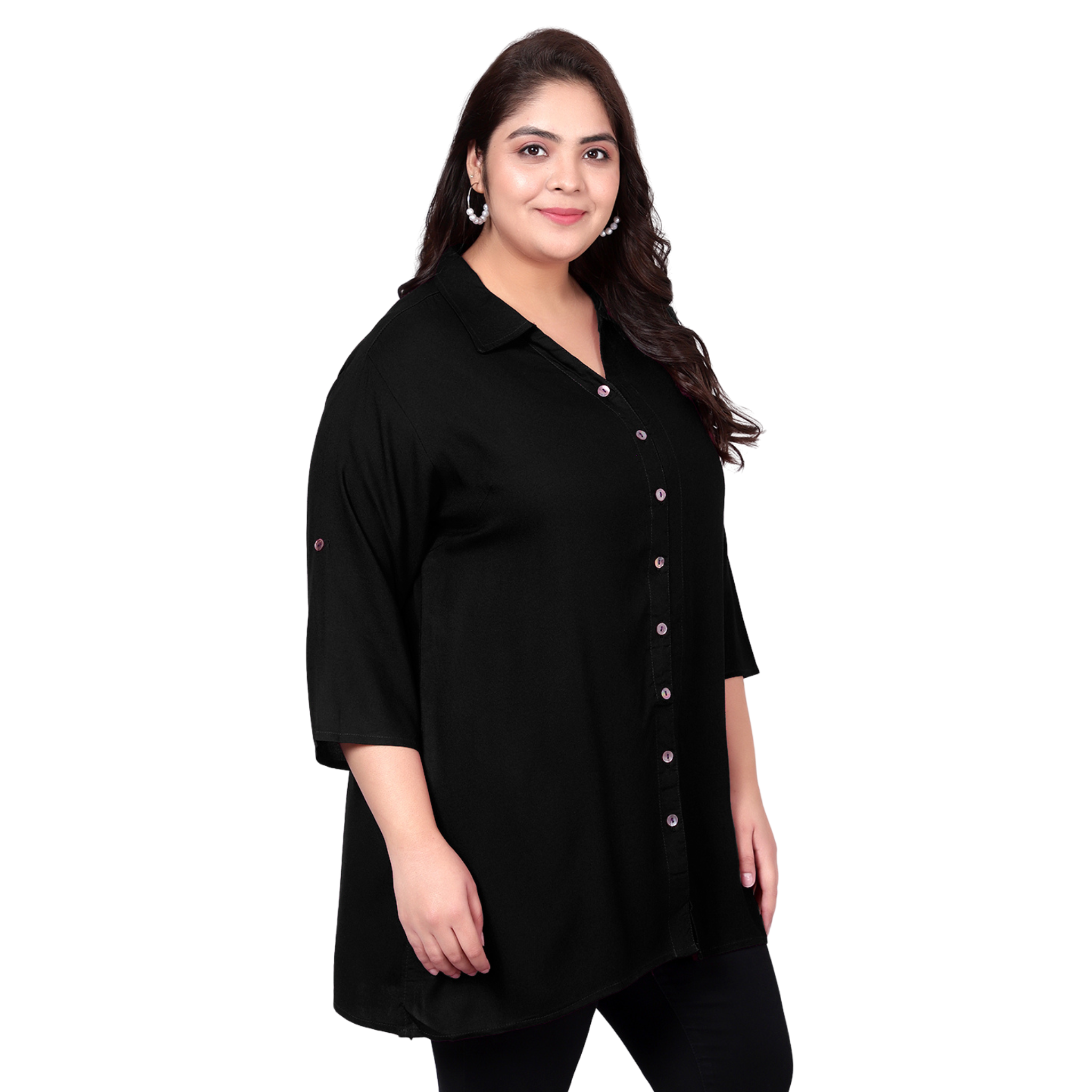 Black Longline Plus Size Shirt