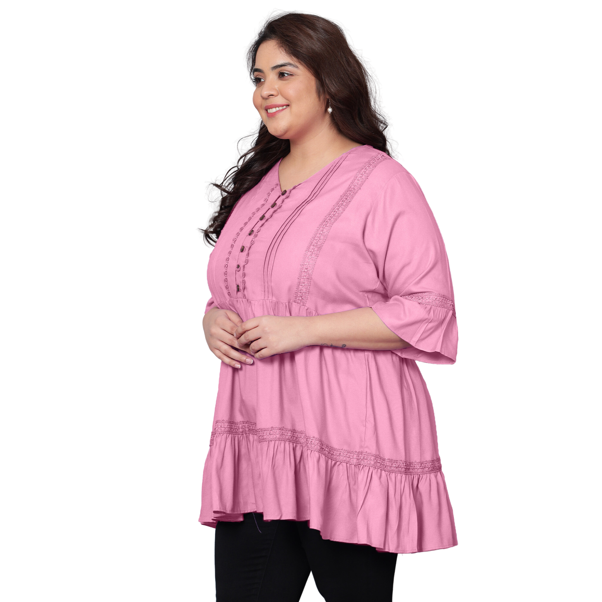 Pink Lace Plus Size Tunic