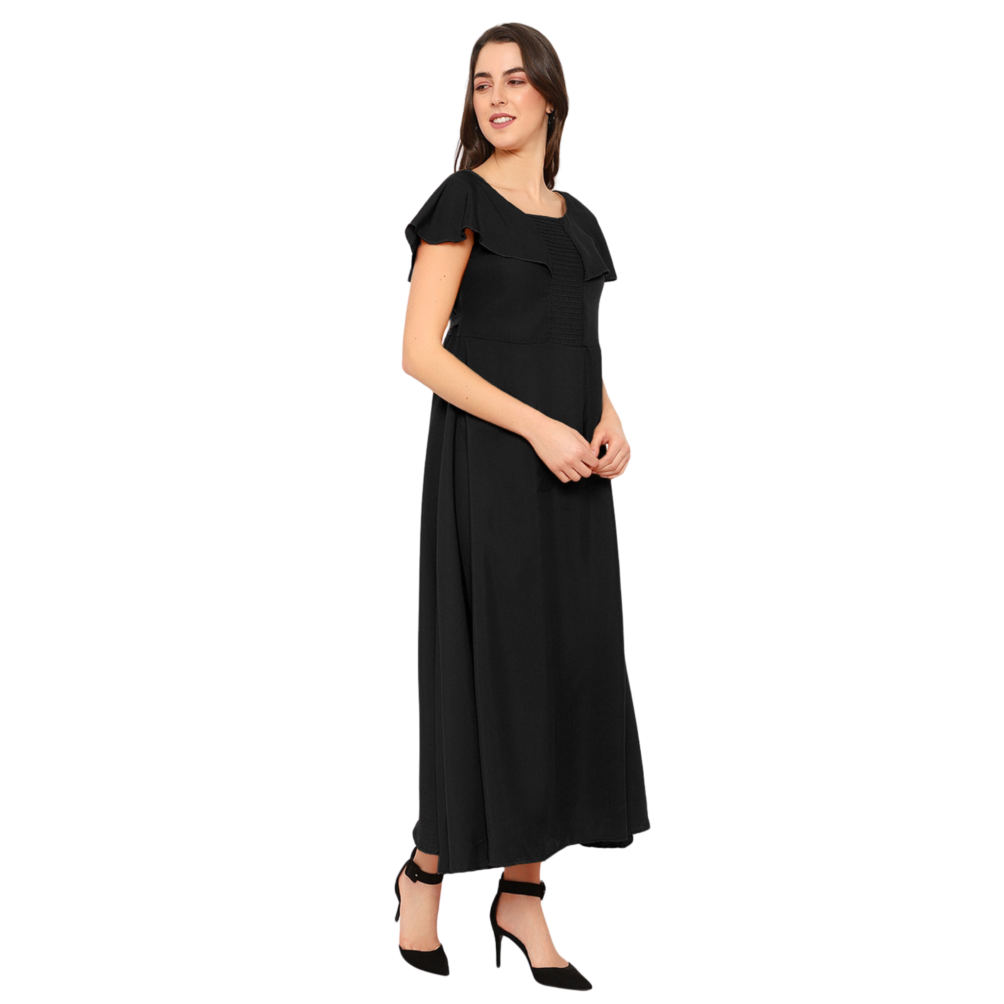 Black Solid Maxi Dress