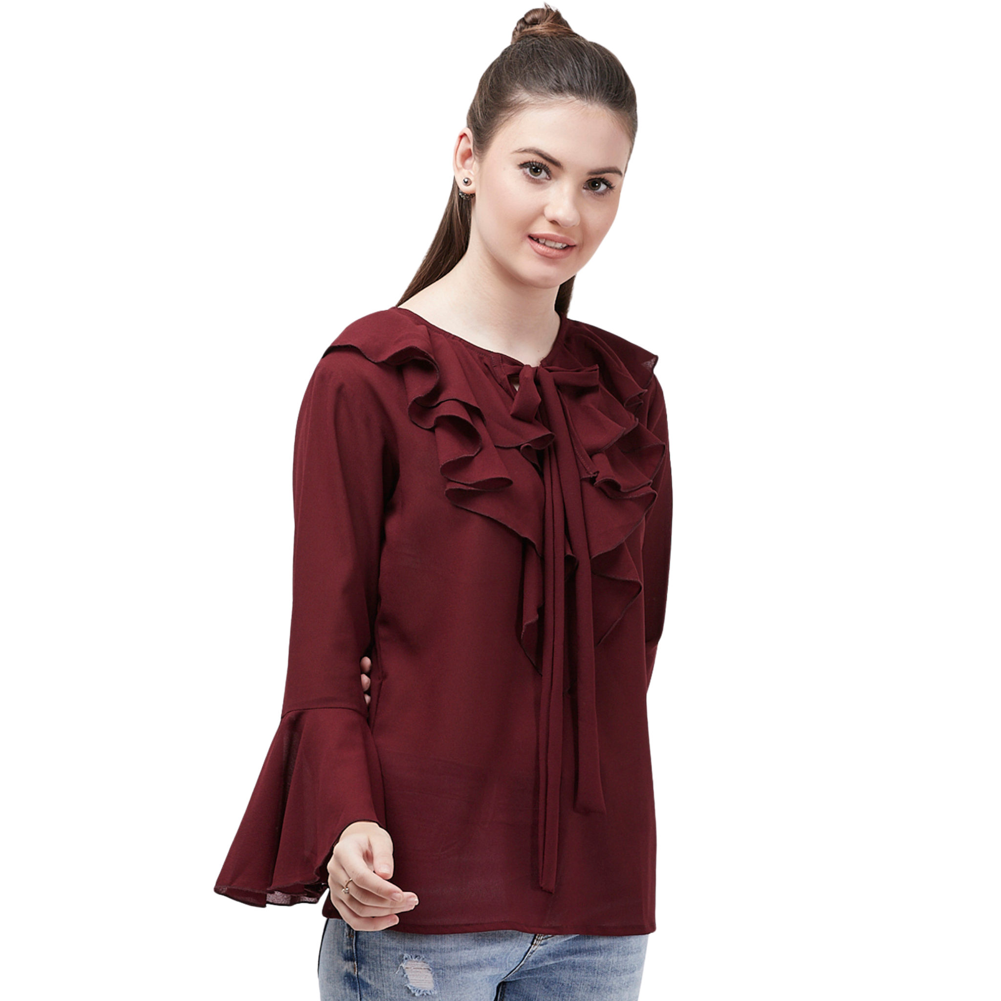Maroon Flared Top