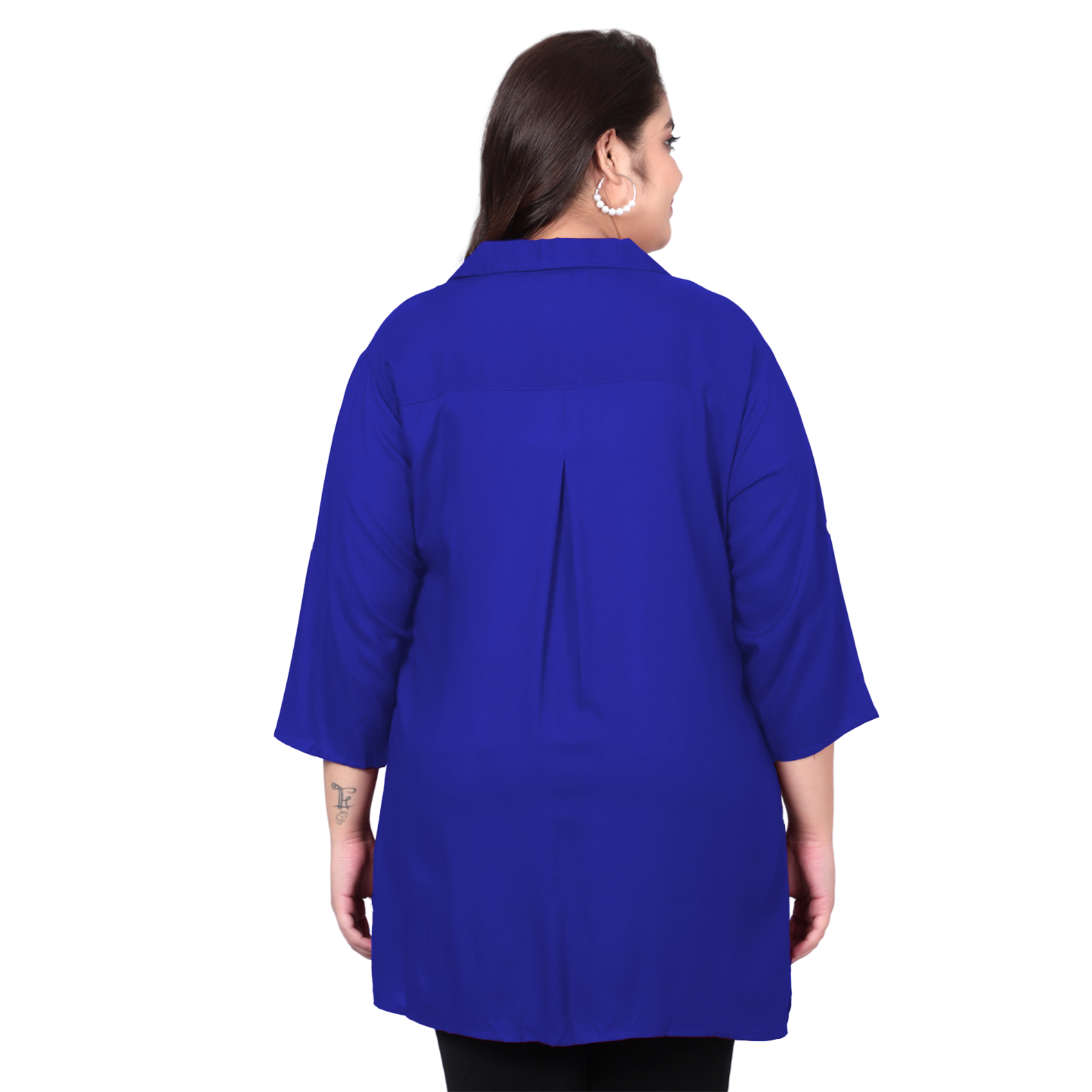 Blue Longline Plus Size Shirt