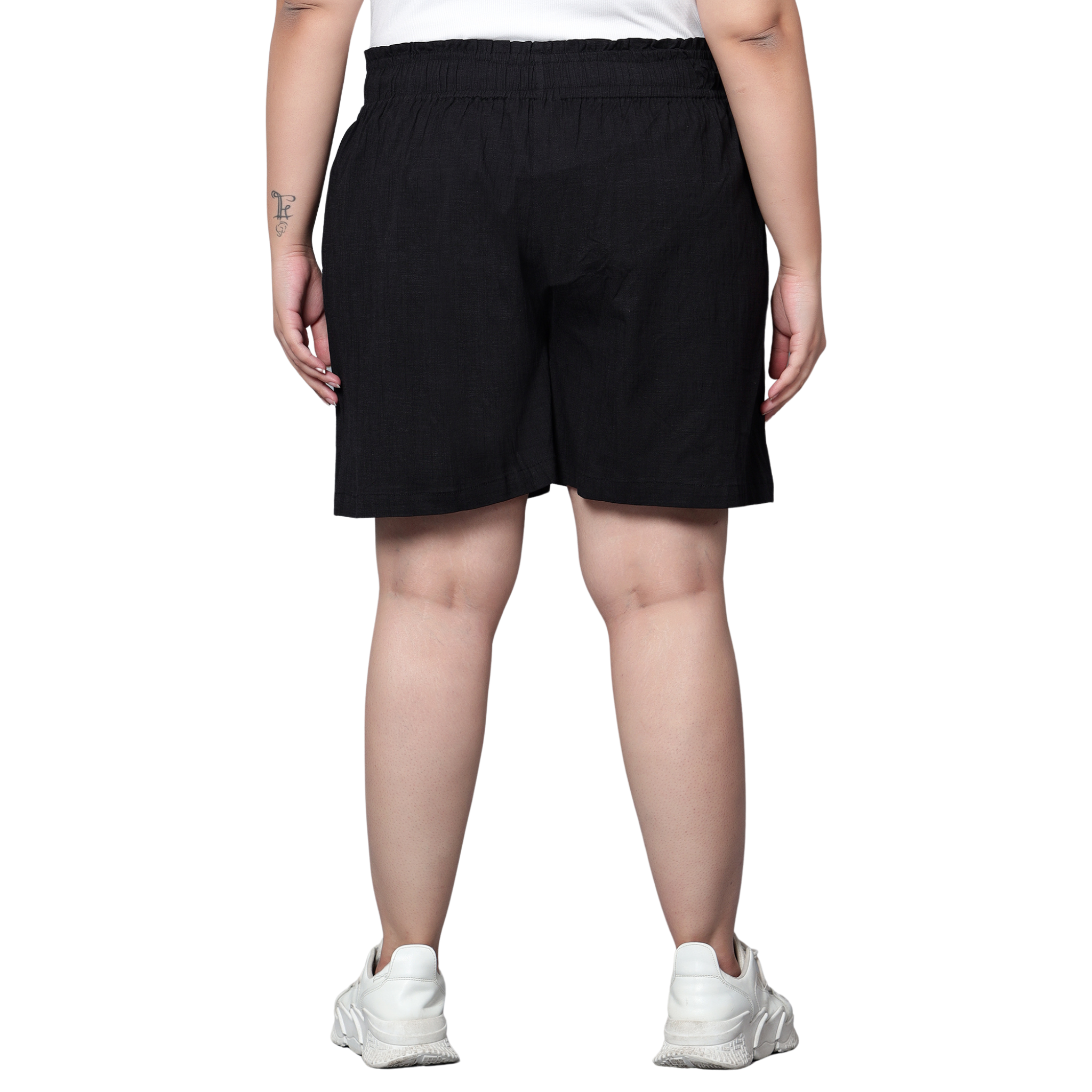 Black Cotton Plus Size Shorts