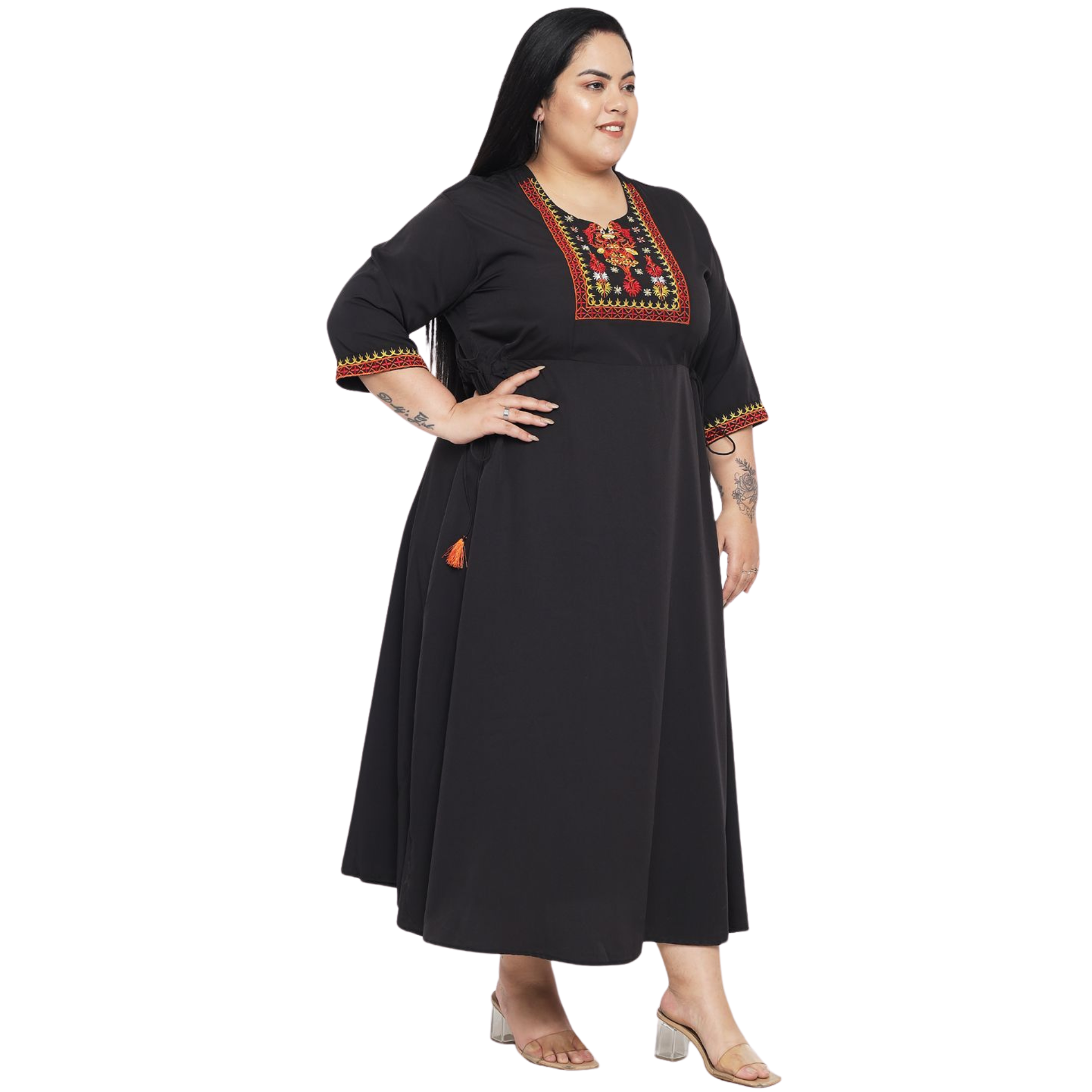 Black Embroidered Plus Size Dress