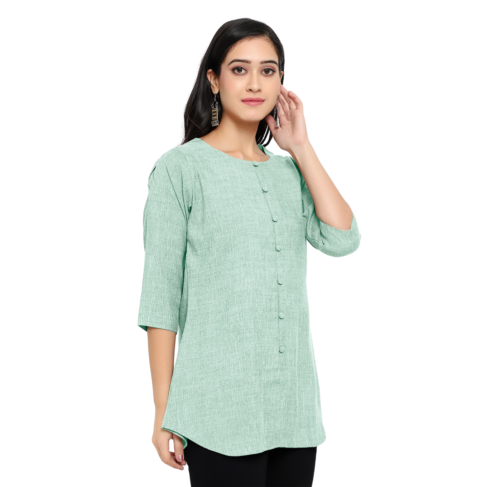 Green Cotton Linen Tunic