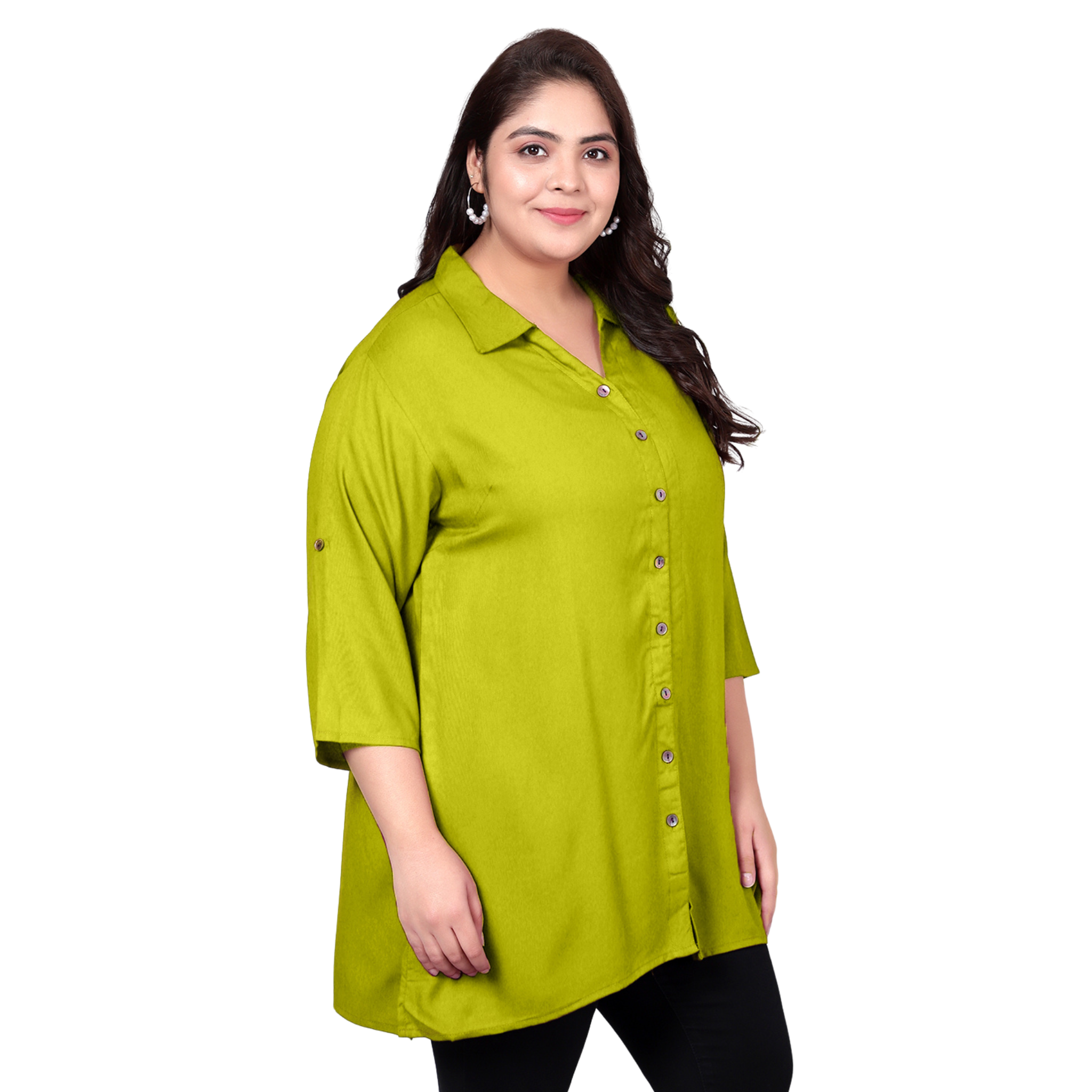 Light Green Longline Plus Size Shirt
