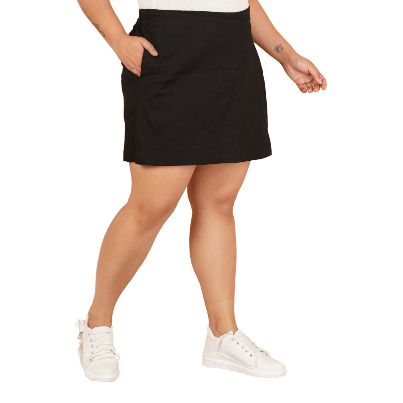 Black Cotton Skorts