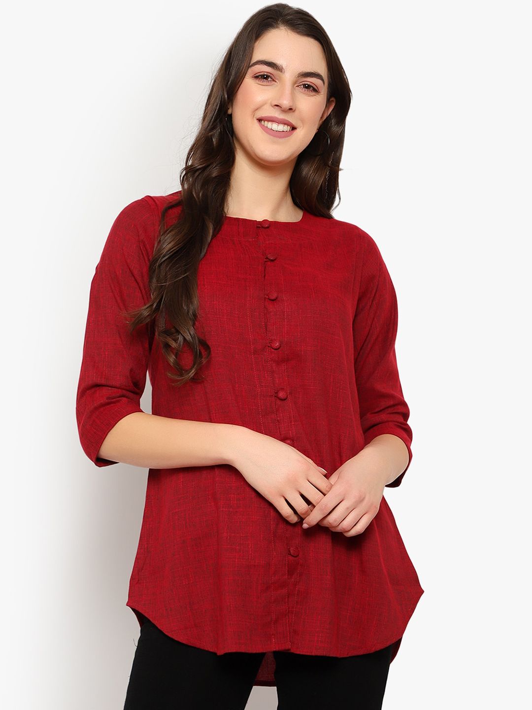 Maroon Cotton Linen Tunic — view 7