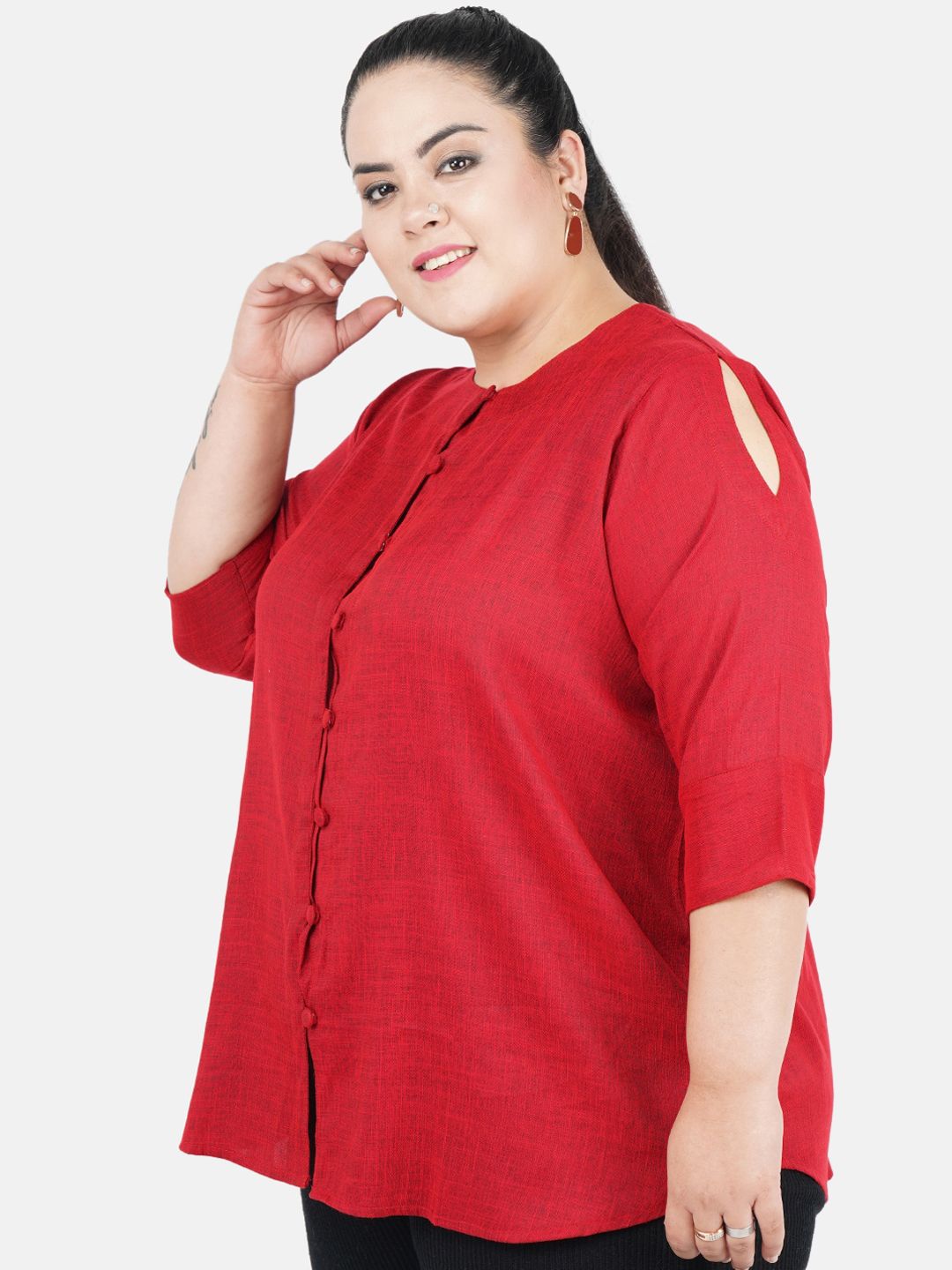 Maroon Cotton Linen Tunic — view 4