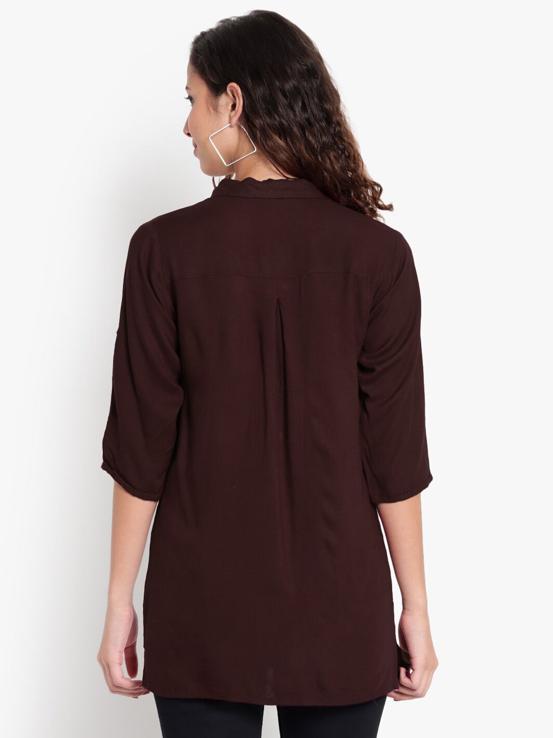 Brown Longline Plus Size Shirt — view 12
