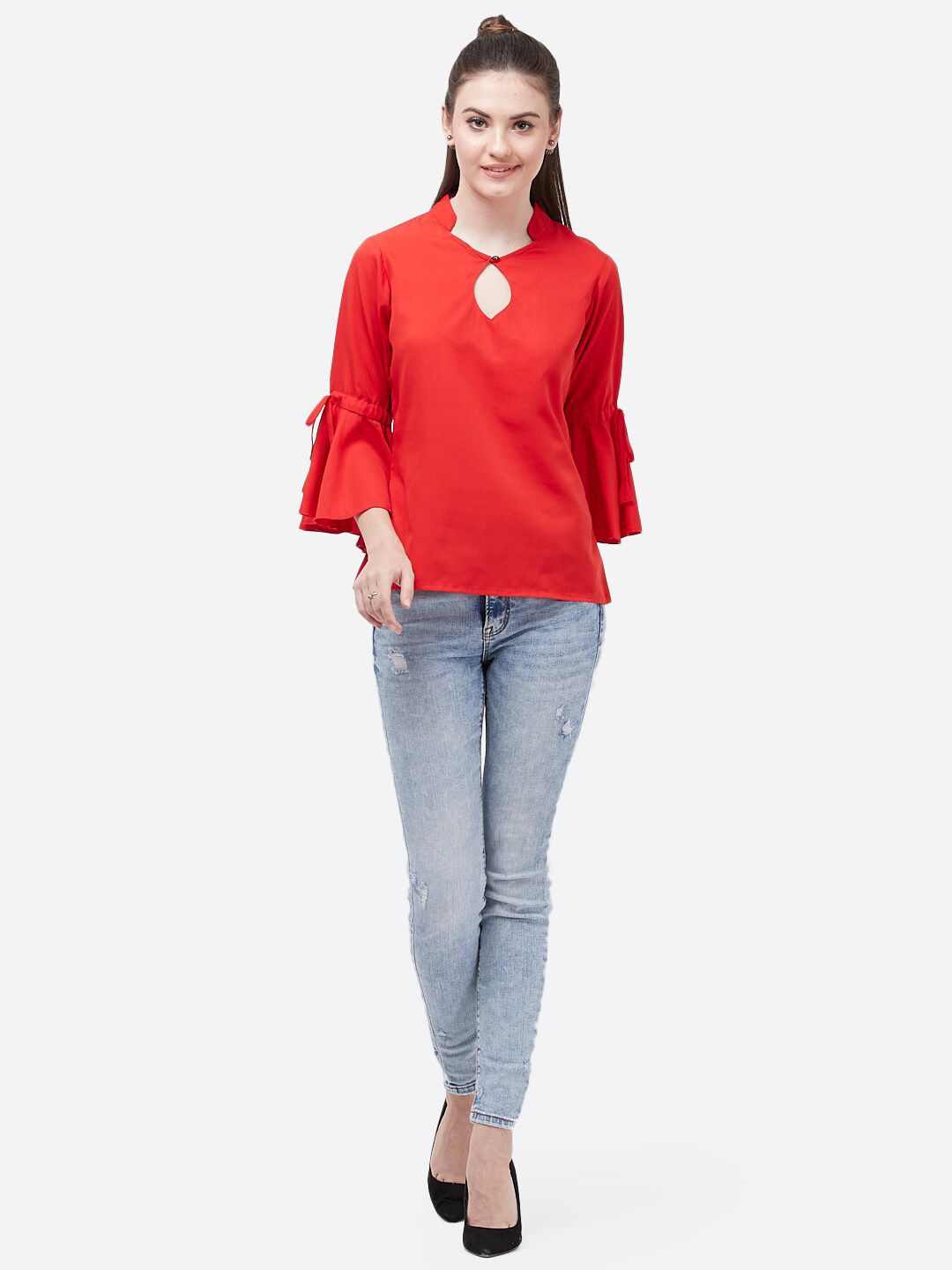 Red Bell Sleeve Top — view 11