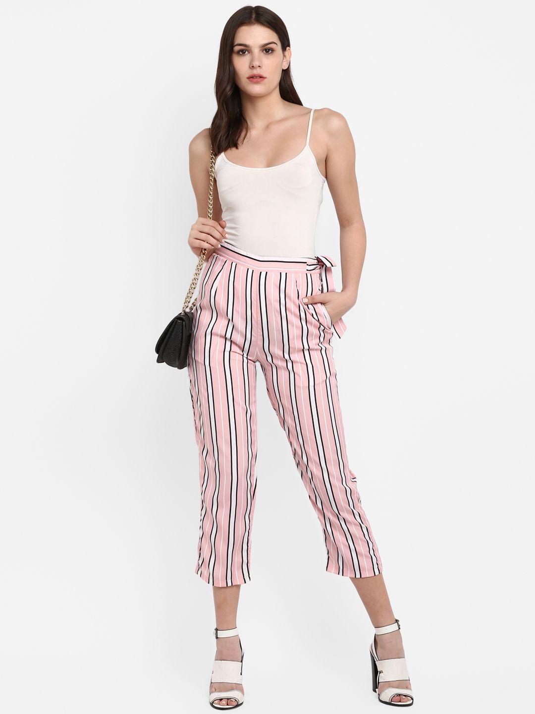 Pink Stripe Culottes — view 3