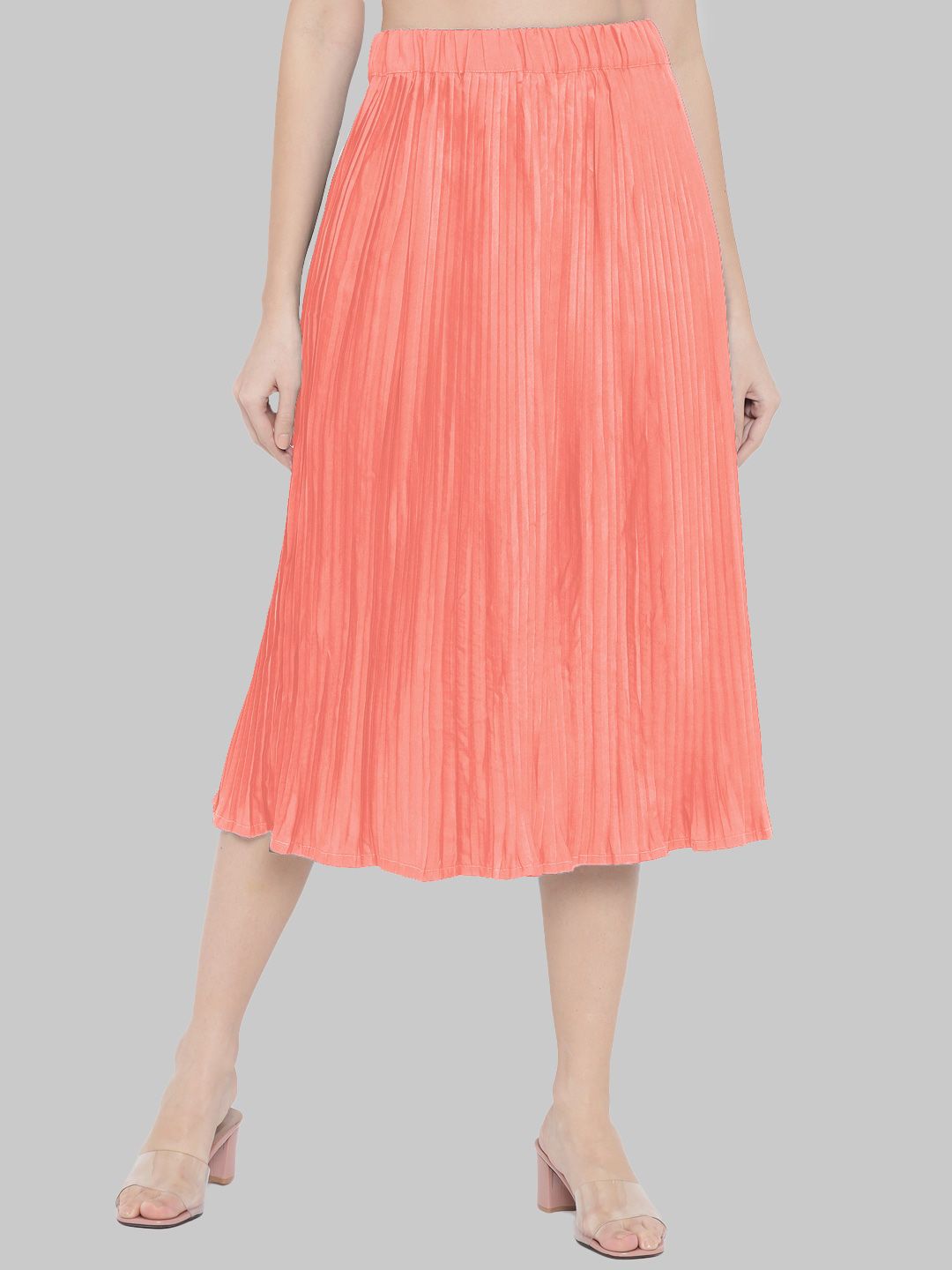 Peach Accordion Pleat Skirt — view 8