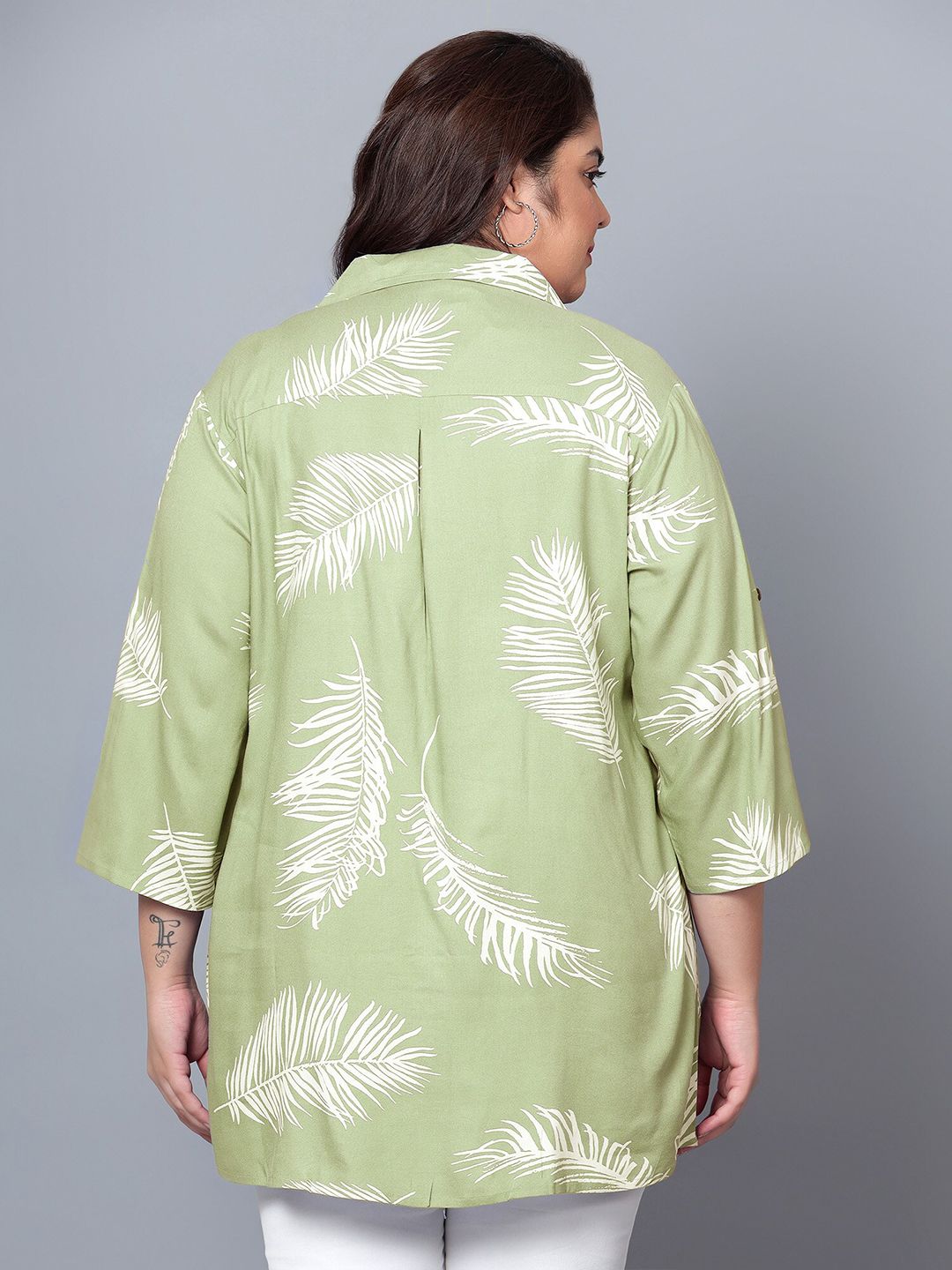Green Leaf Print Shirt — view 5