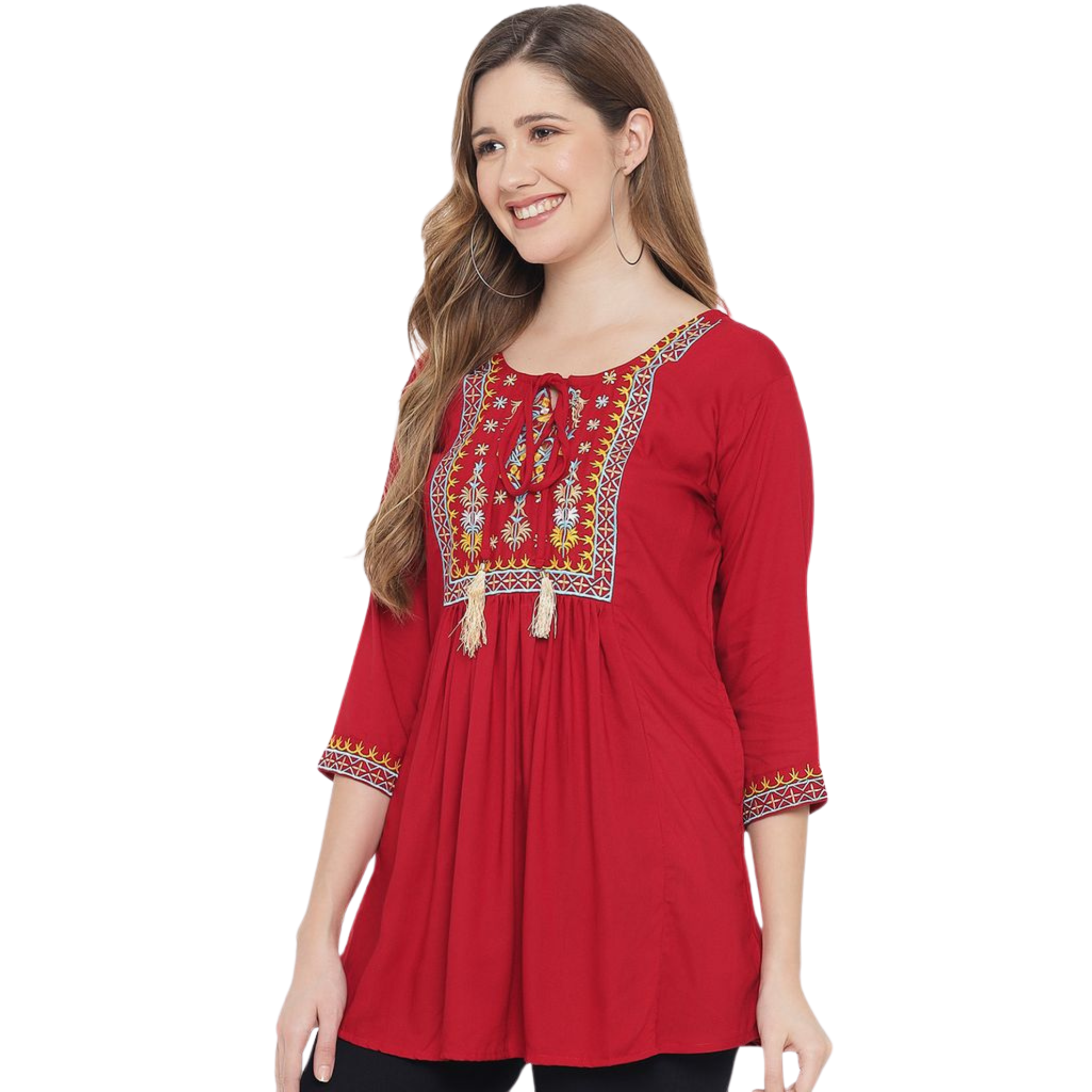Red Embroidered Tunic