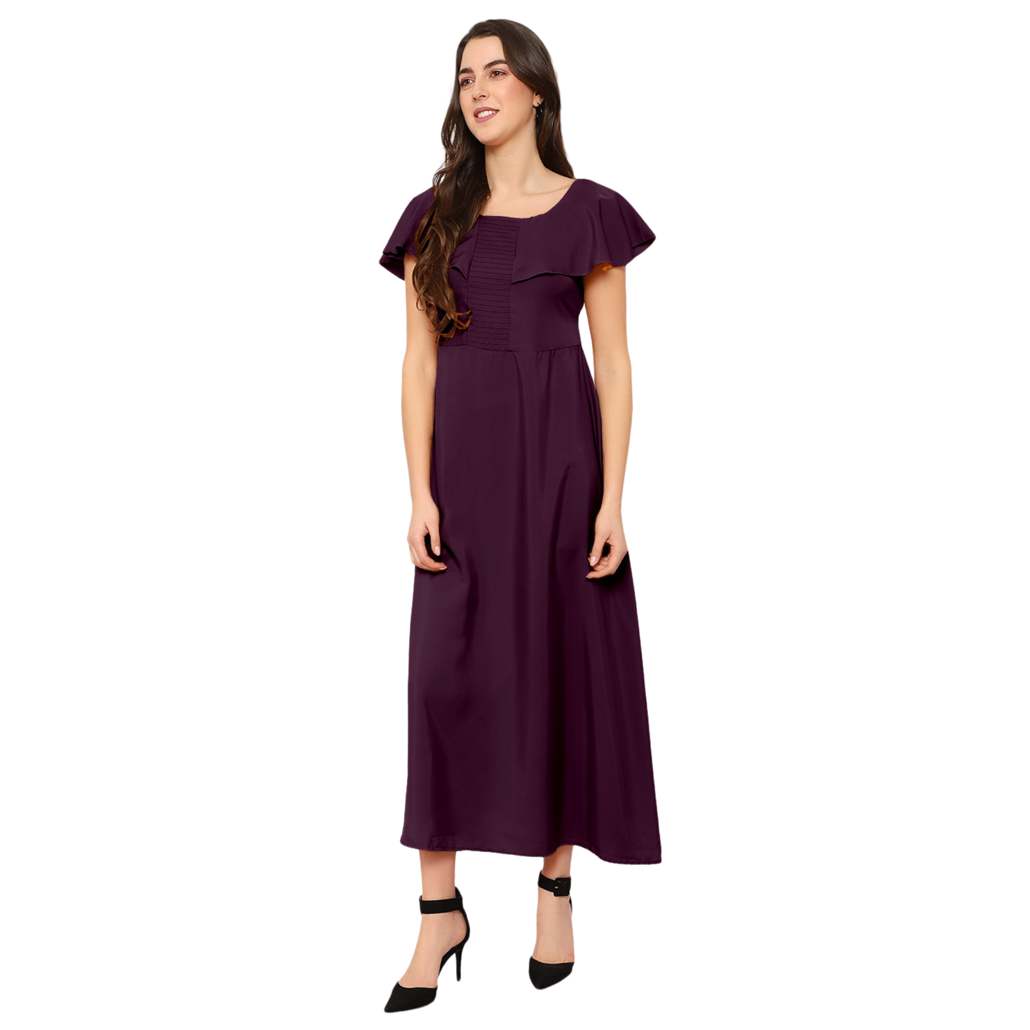 Purple Solid Maxi Dress