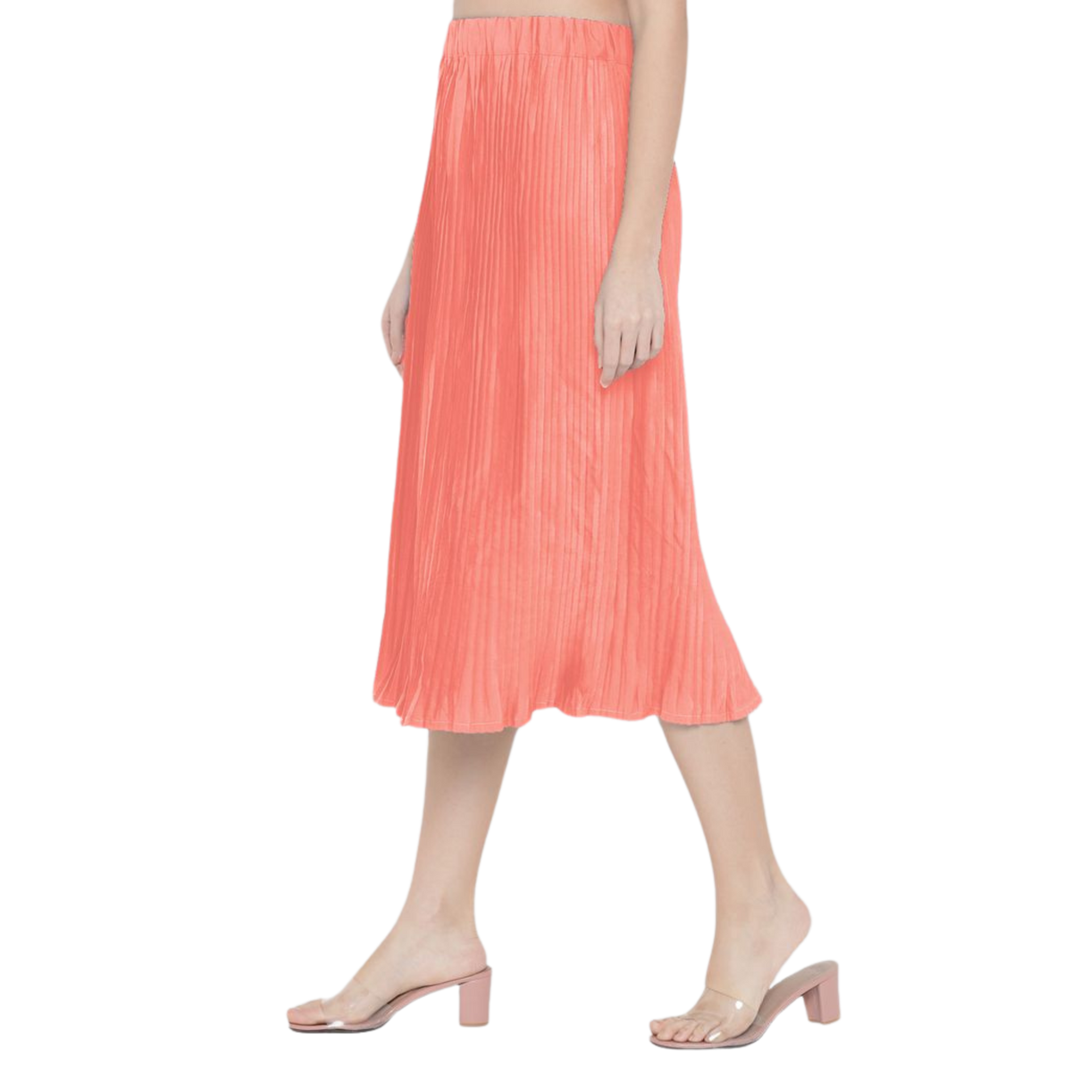 Peach Accordion Pleat Skirt