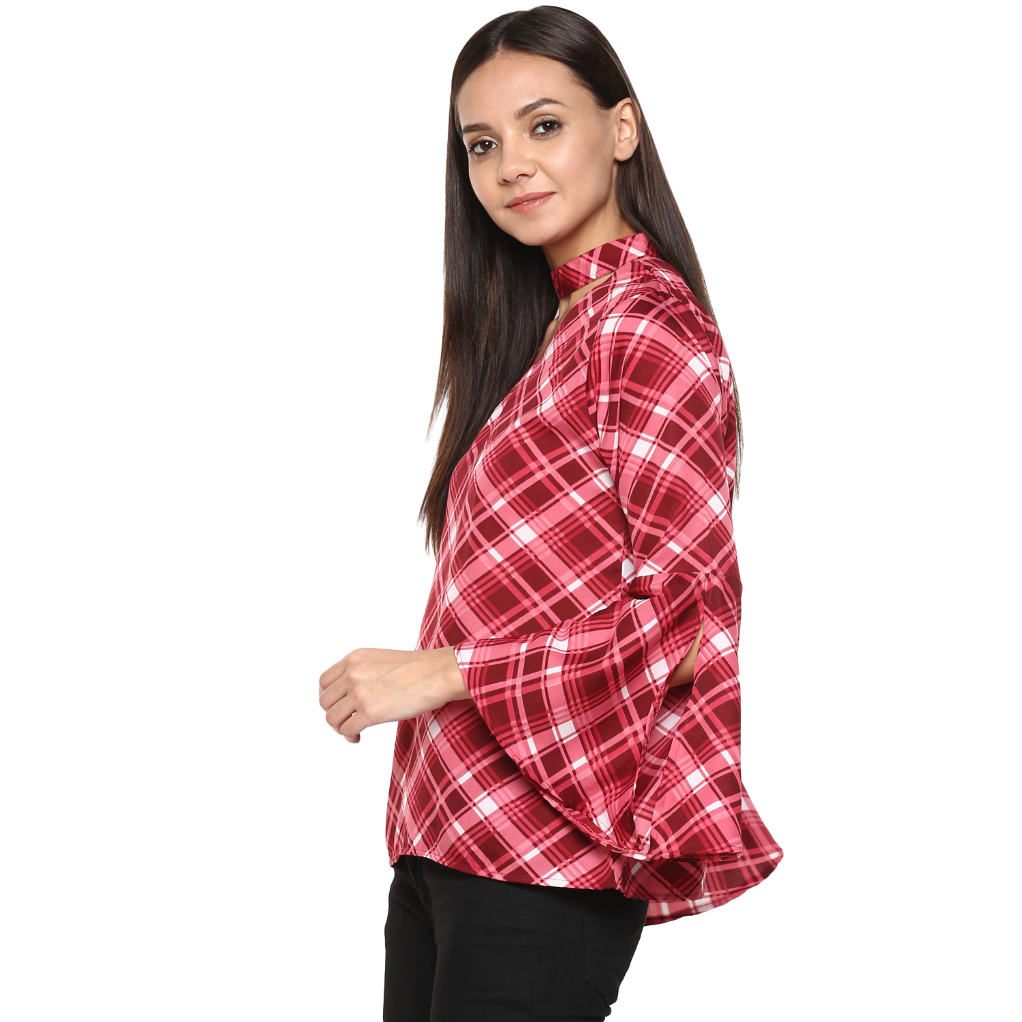 Pink Checkered Choker Top