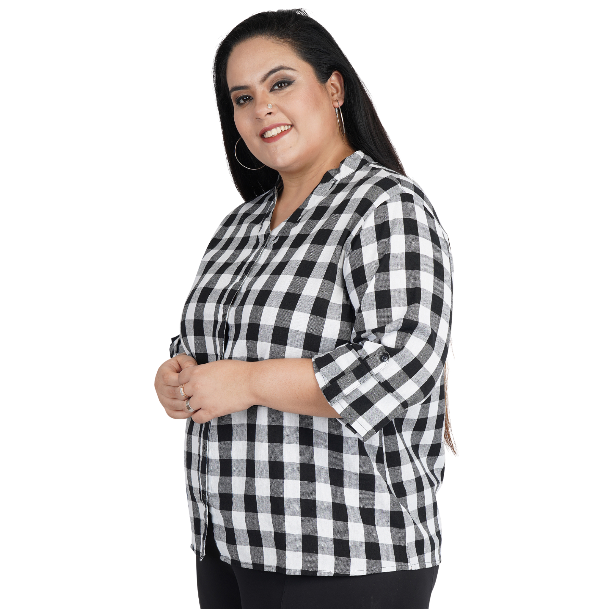Black Checkered Plus Size Shirt