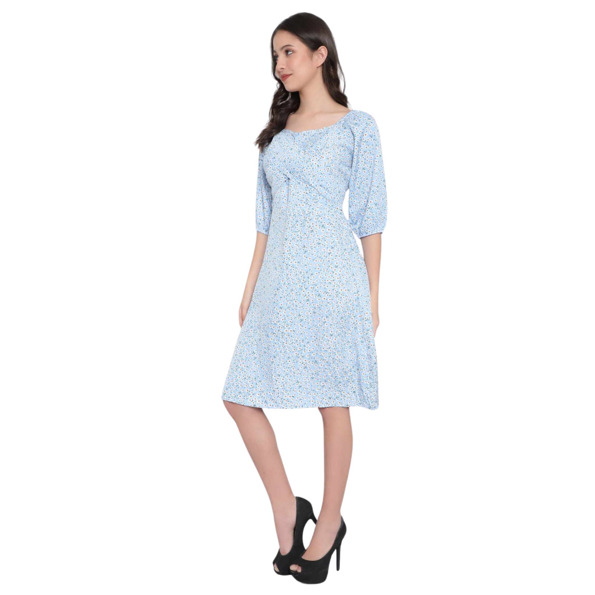 Blue Floral Smock Dress