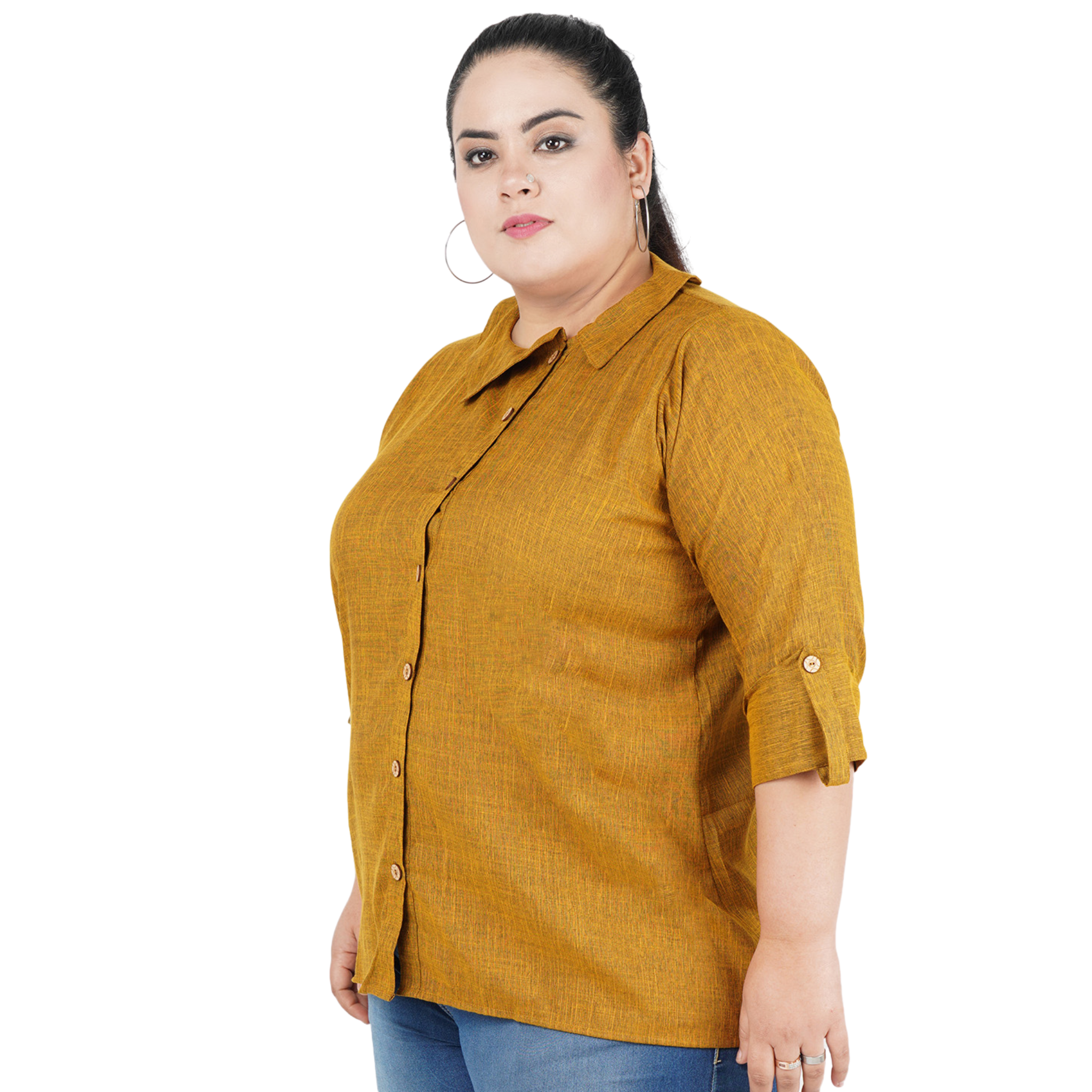 Mustard Solid Plus Size Tunic