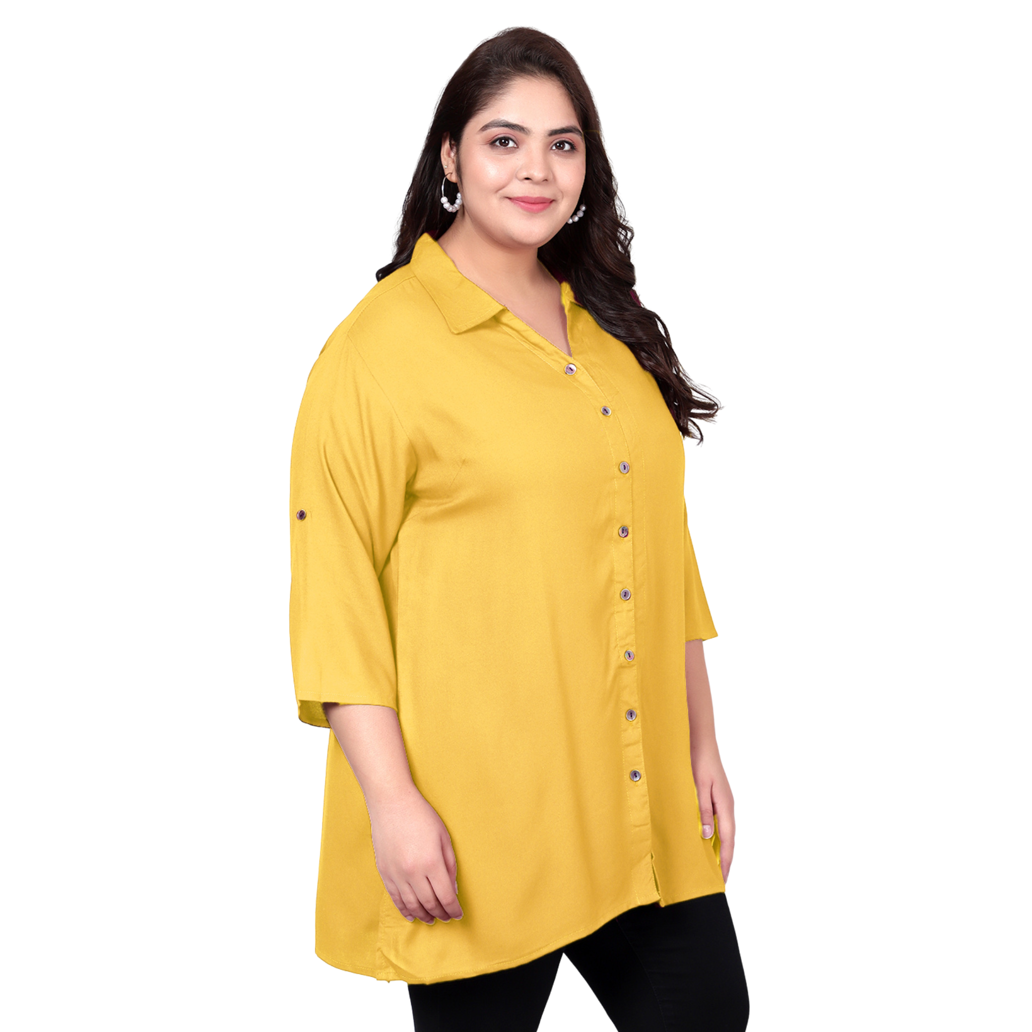 Yellow Longline Plus Size Shirt