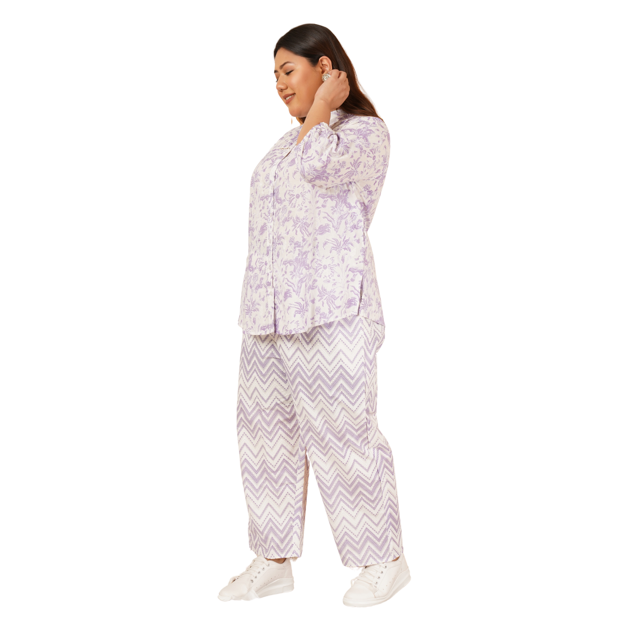 Purple Print Plus Size Co-Ord Set